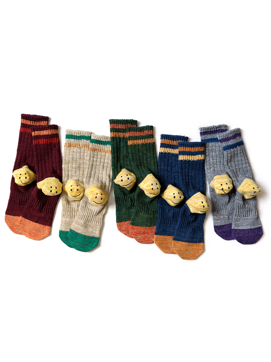 KAPITAL 60支 棉質 IVY RAINBOWY HAPPY HEEL 笑臉 長襪 襪子 現貨