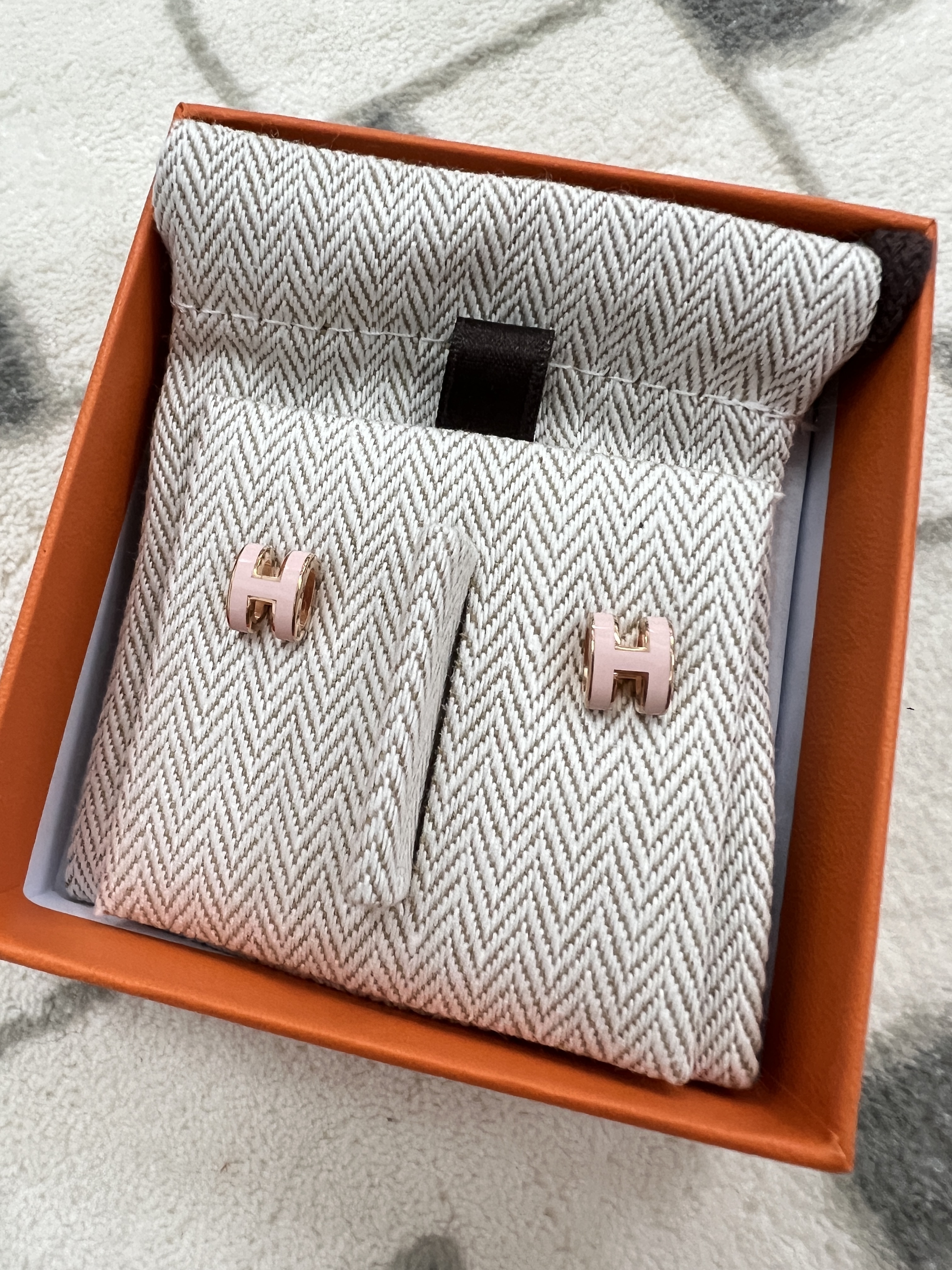 Hermes mini Pop h 耳環 粉紅 x 玫瑰金