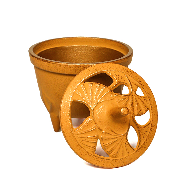 【岩鑄】銀杏 香爐-金色