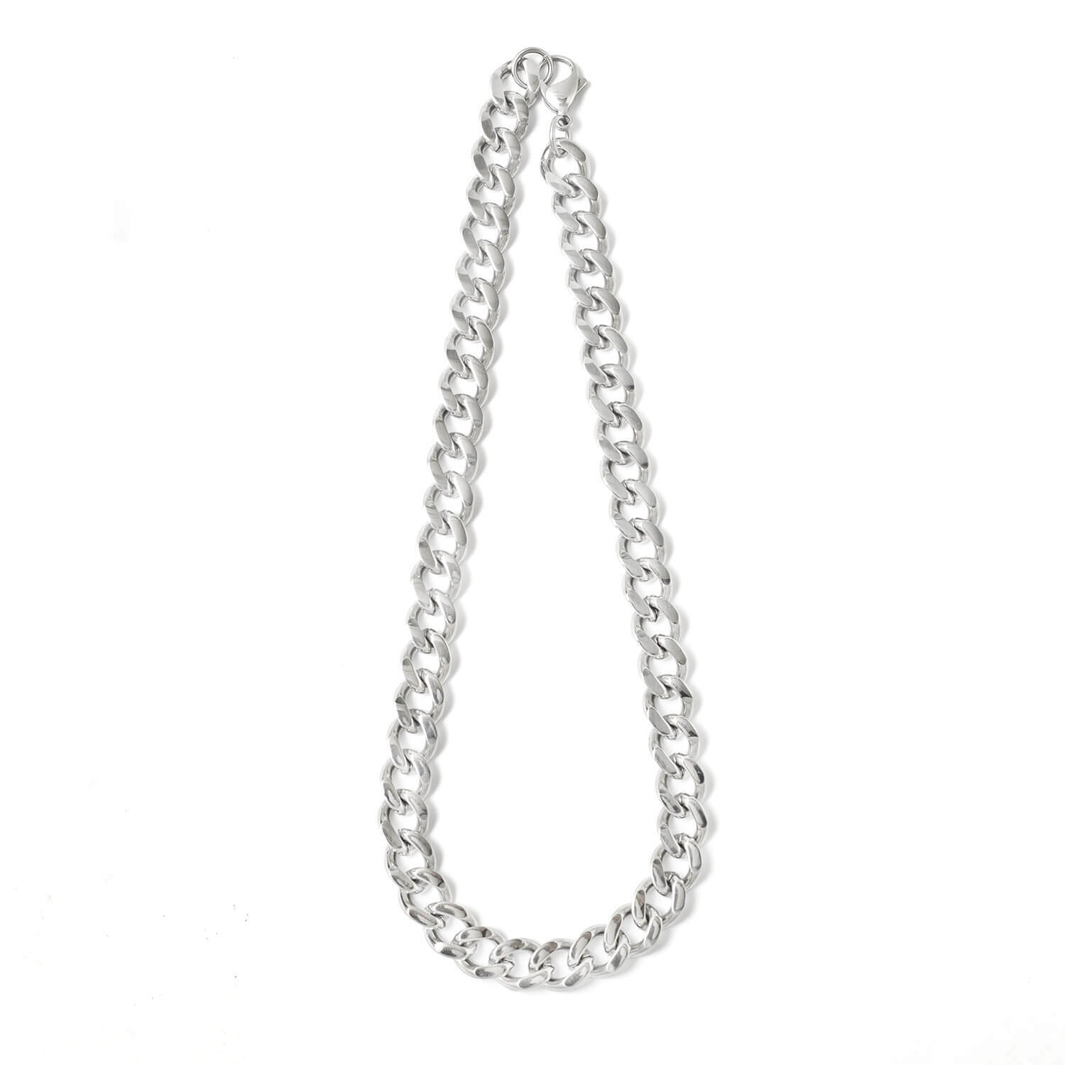 Recovery 粗扁鍊條項鍊-鋼製 (銀色)