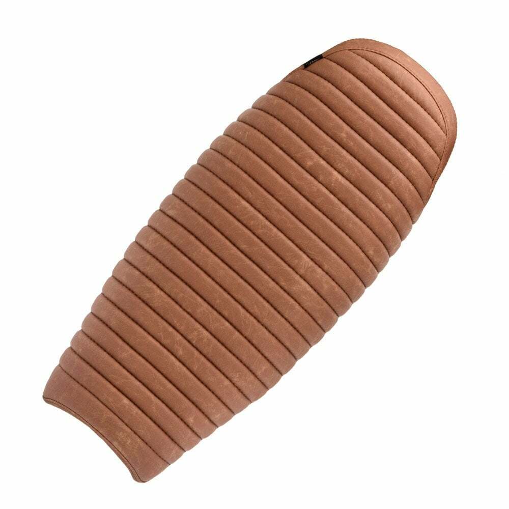 Motone 氣冷凱旋專用 薄窄 雙座 椅墊 橫條紋 淺咖啡