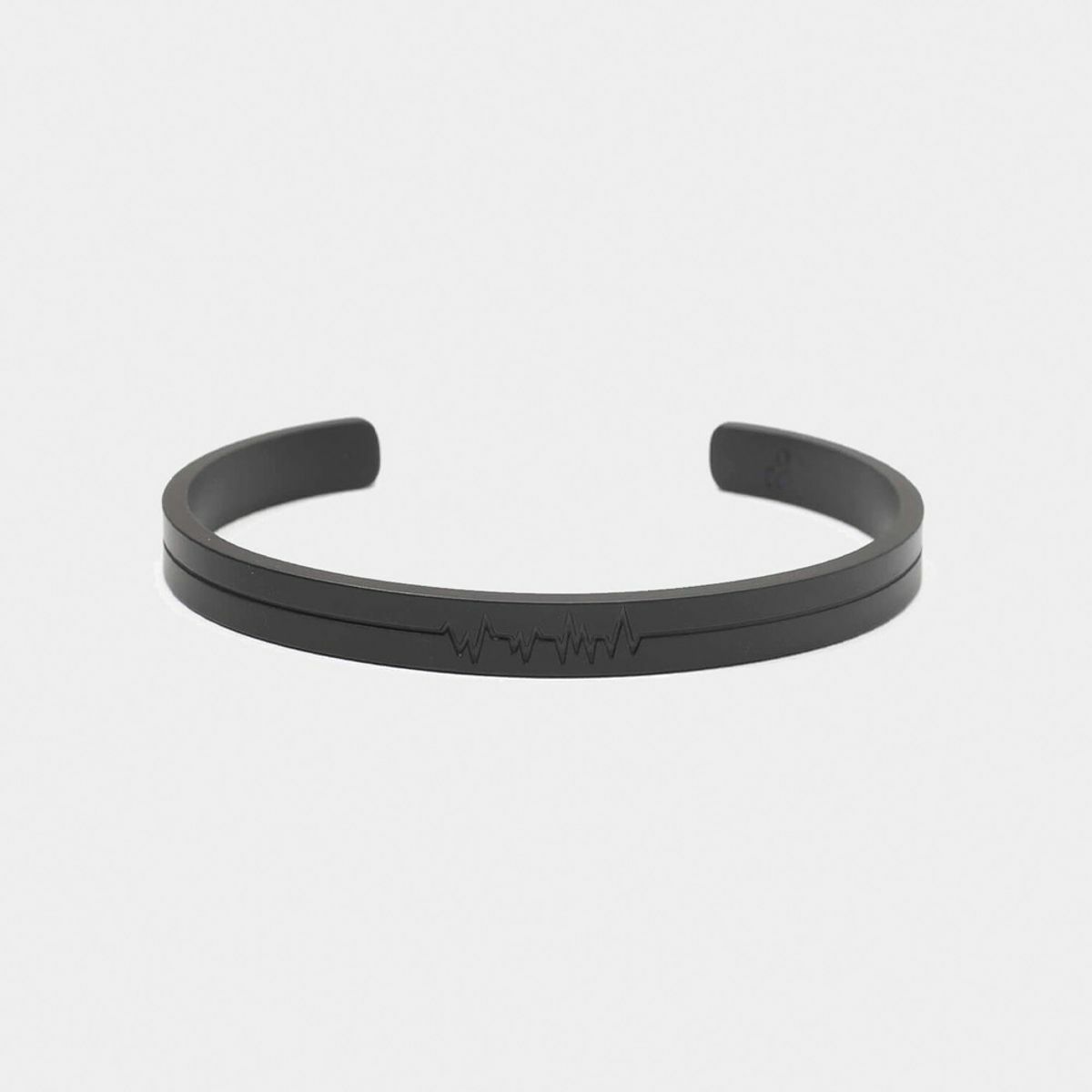 Recovery 心電圖C形手鐲 (霧黑)