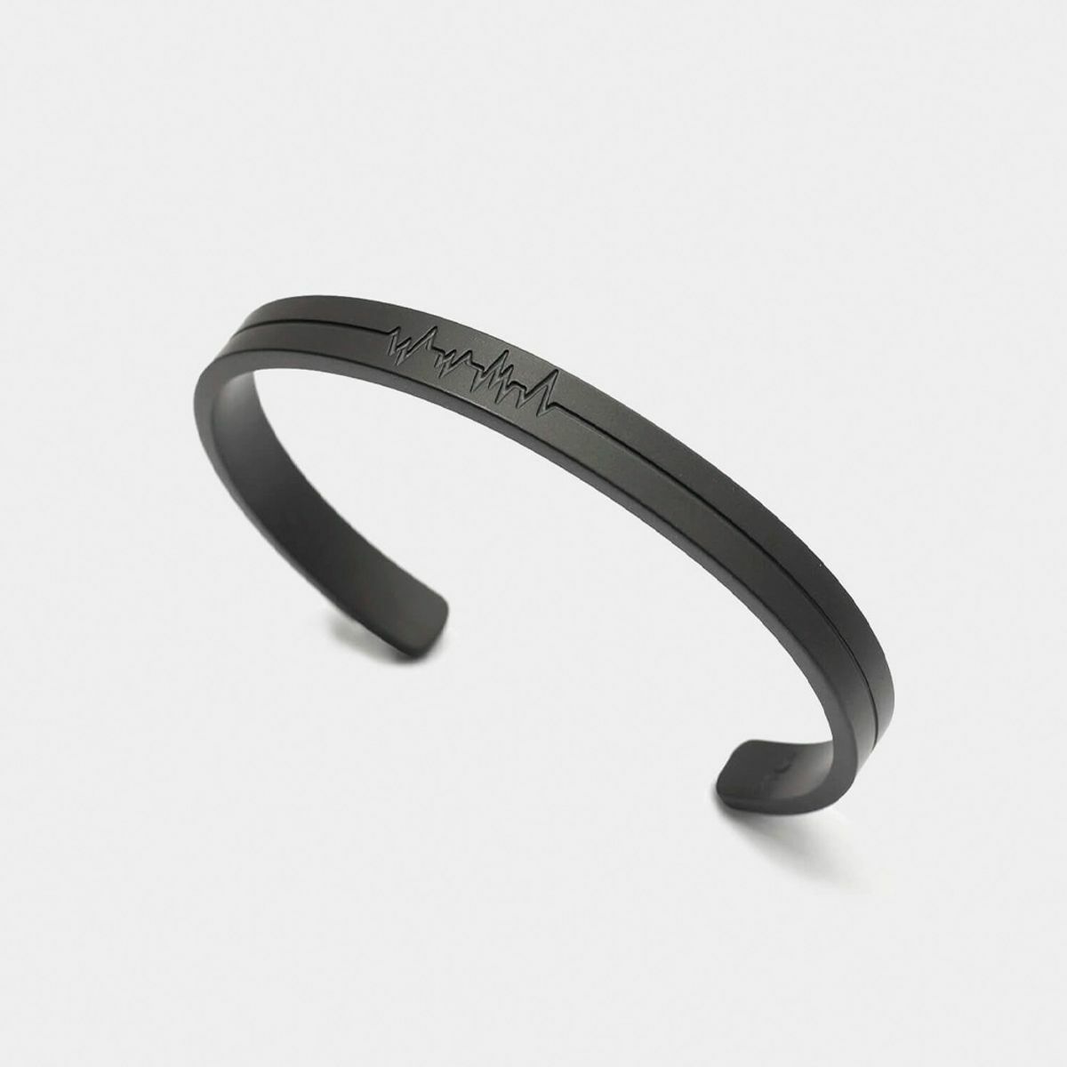 Recovery 心電圖C形手鐲 (霧黑)