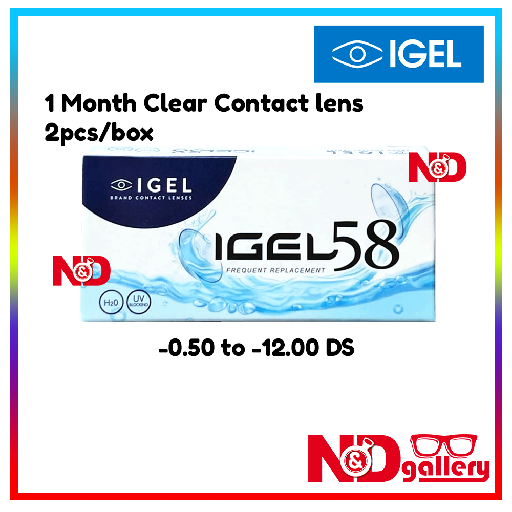 IGEL Igel58 1 Month Disposable Clear Contact lens 2pcs/box -0.50 to -12.00 DS , Ready Stock ( Myopia)