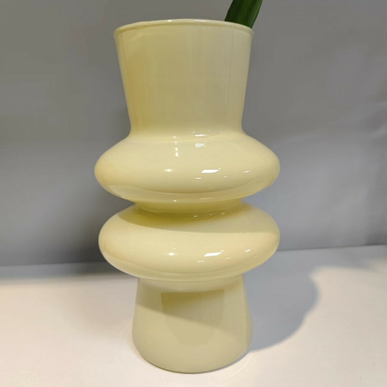 《2764》高級感奶油黃插花玻璃花瓶