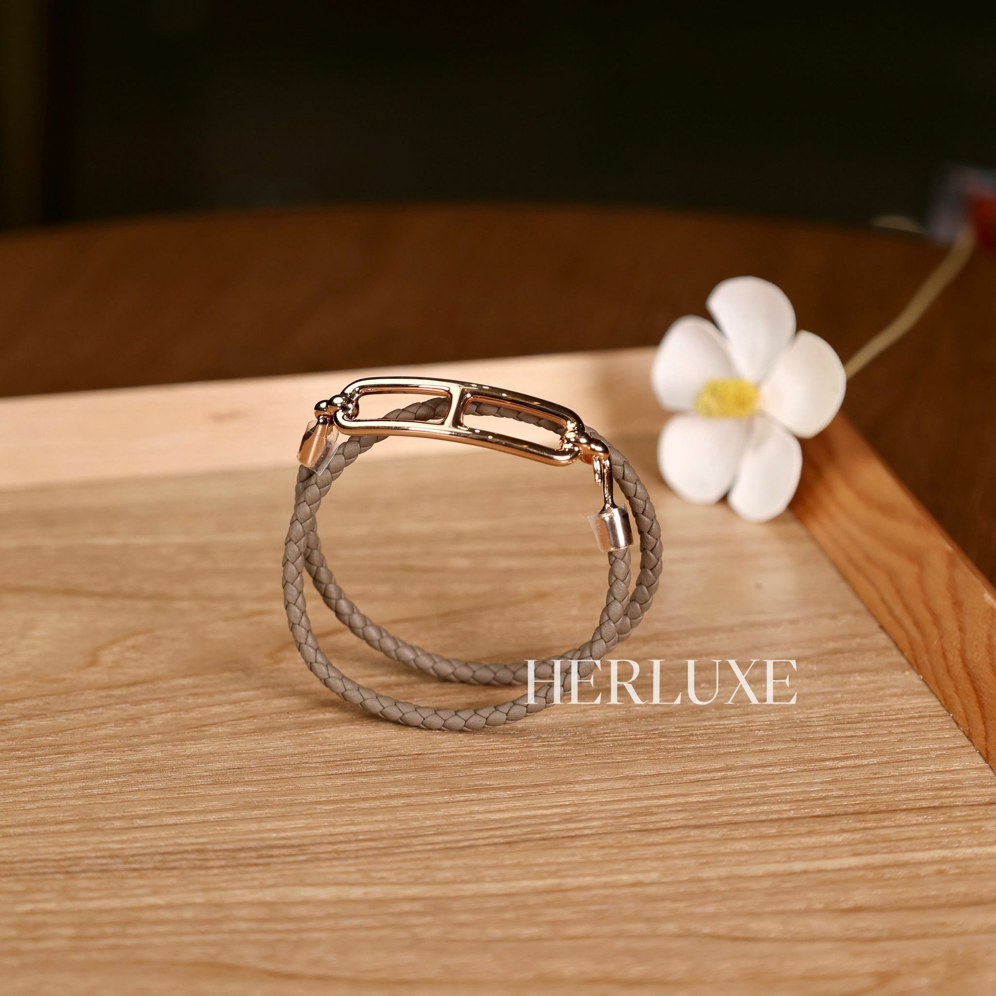 Roulis double tour tresse bracelet 18 etoupe cd T1 T2