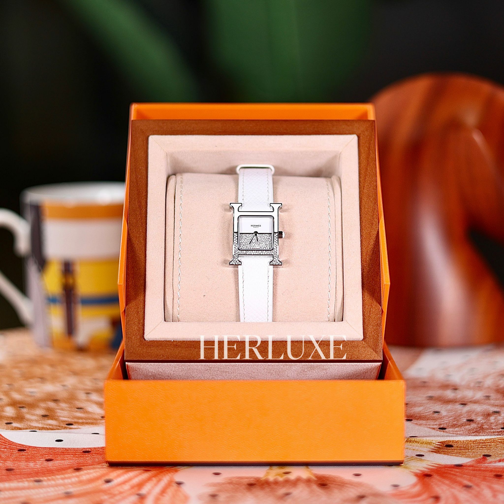 Heure H Double Jeu 25mm white watch with diamond