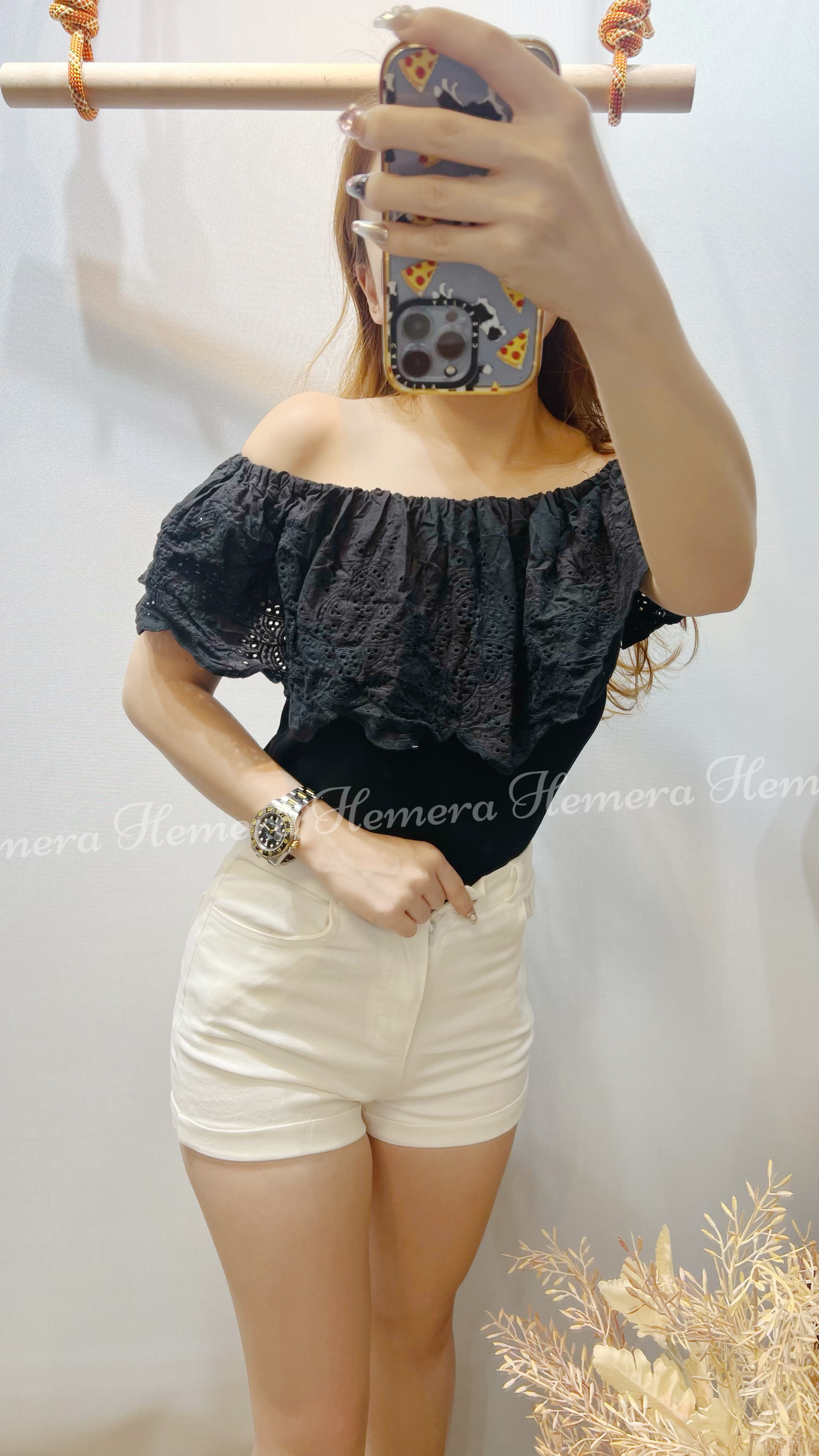 TP23S0735 LACE一字膊棉質上身