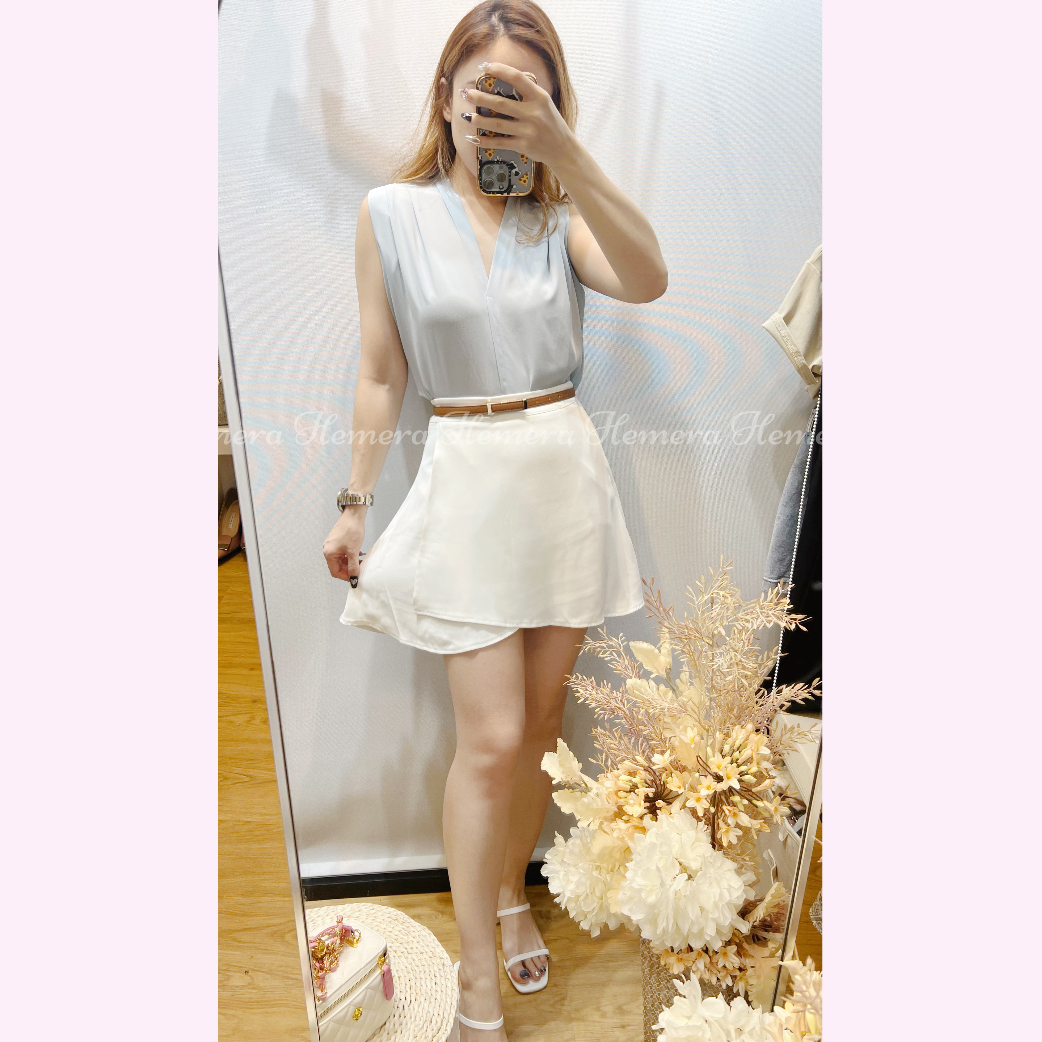 TP23S0743 雪紡V領上身