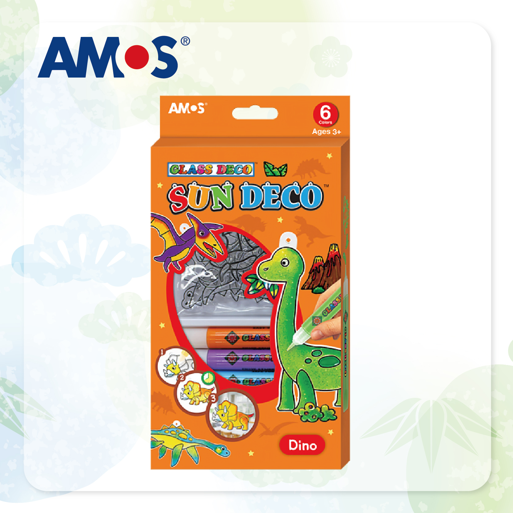 AMOS 6色啫喱彩連6款細掛牌 (恐龍)