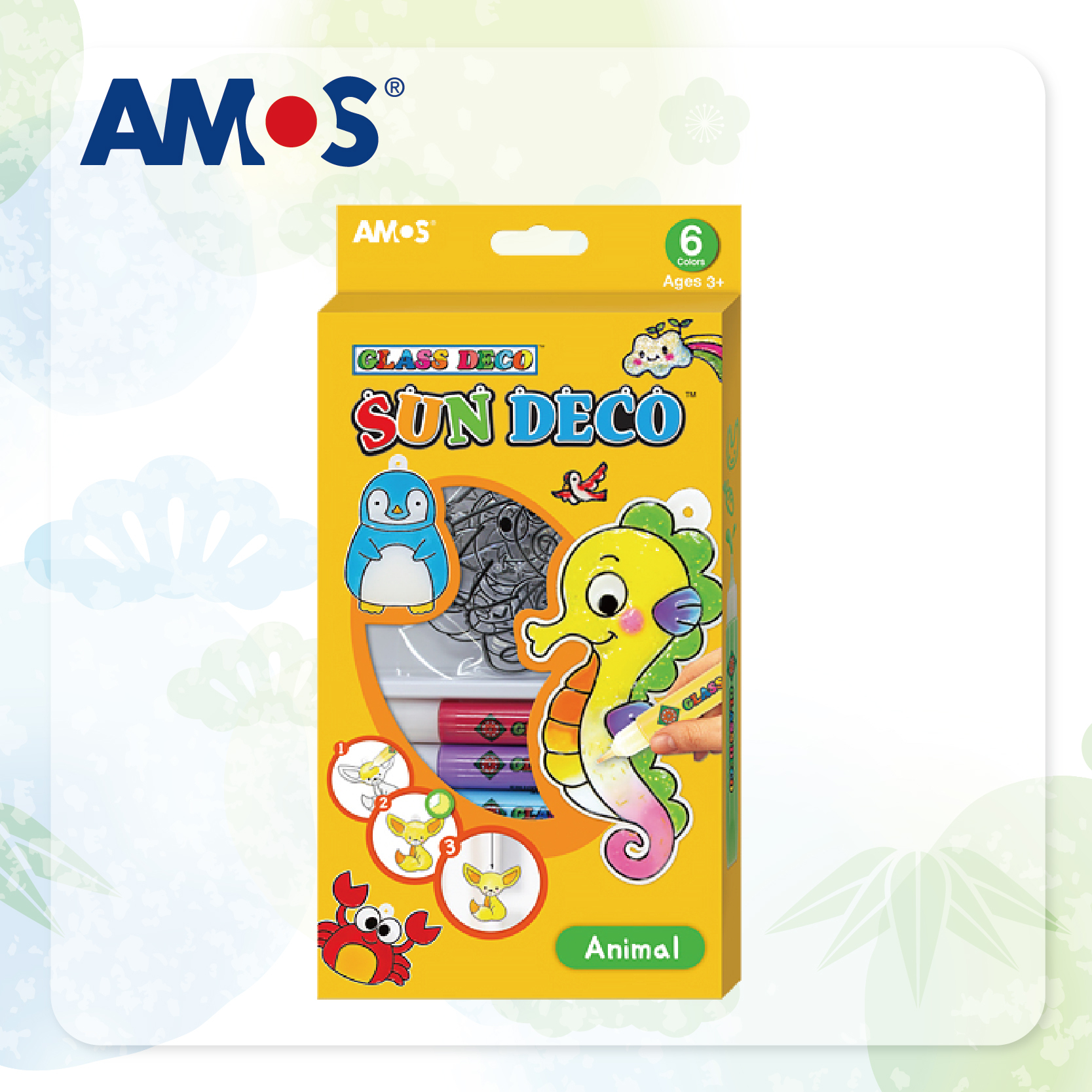 AMOS 6色啫喱彩連6款細掛牌 (動物)