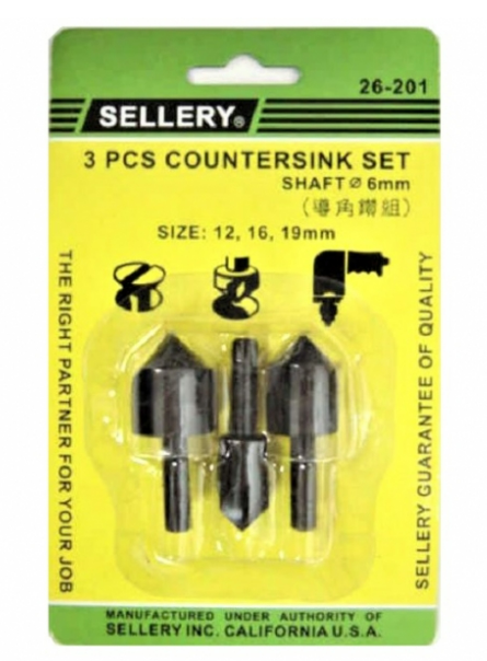 "SELLERY" 26-201 套裝鏍旋釘頭(導角鑽咀)