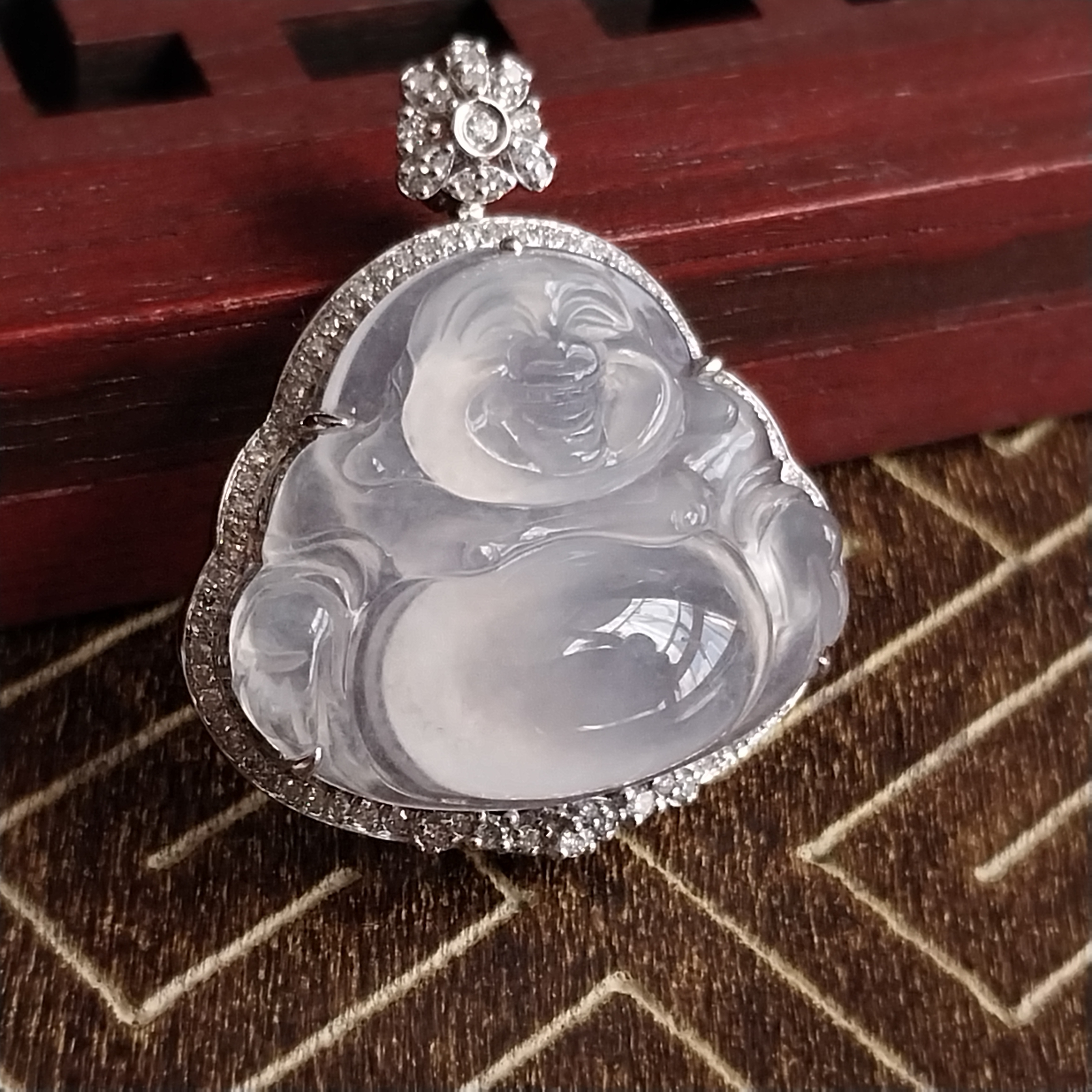 冰種笑佛吊墜,天然翡翠A玉, 緬甸玉, Jade, Jadeite