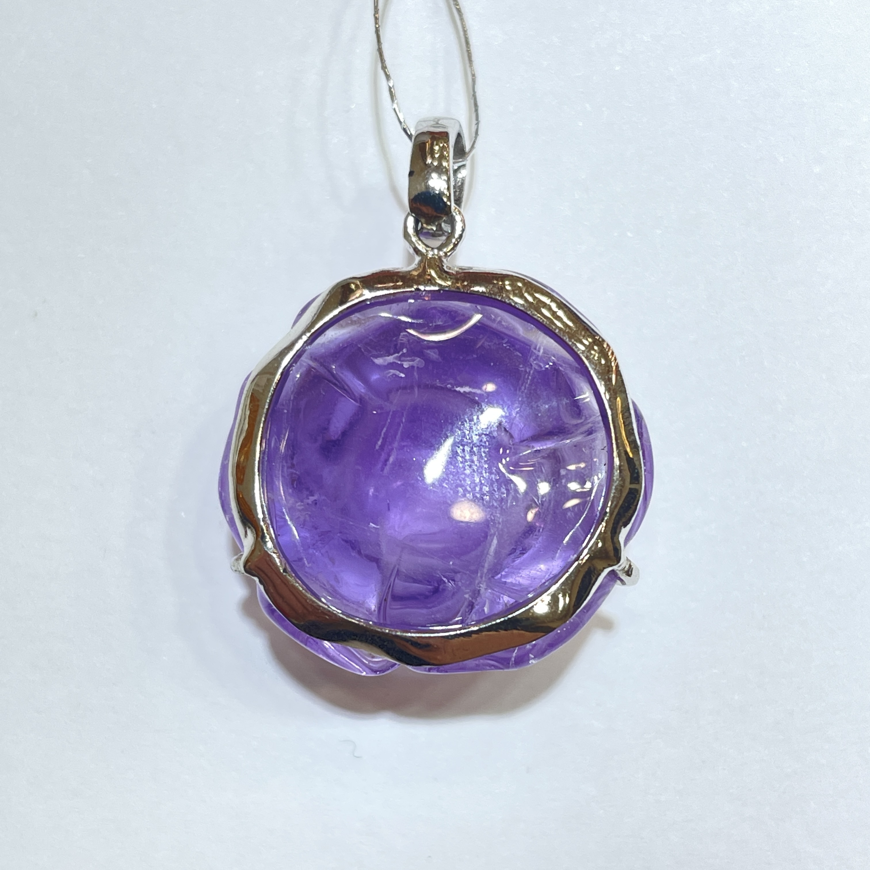 紫晶玫瑰花吊墜 23mm