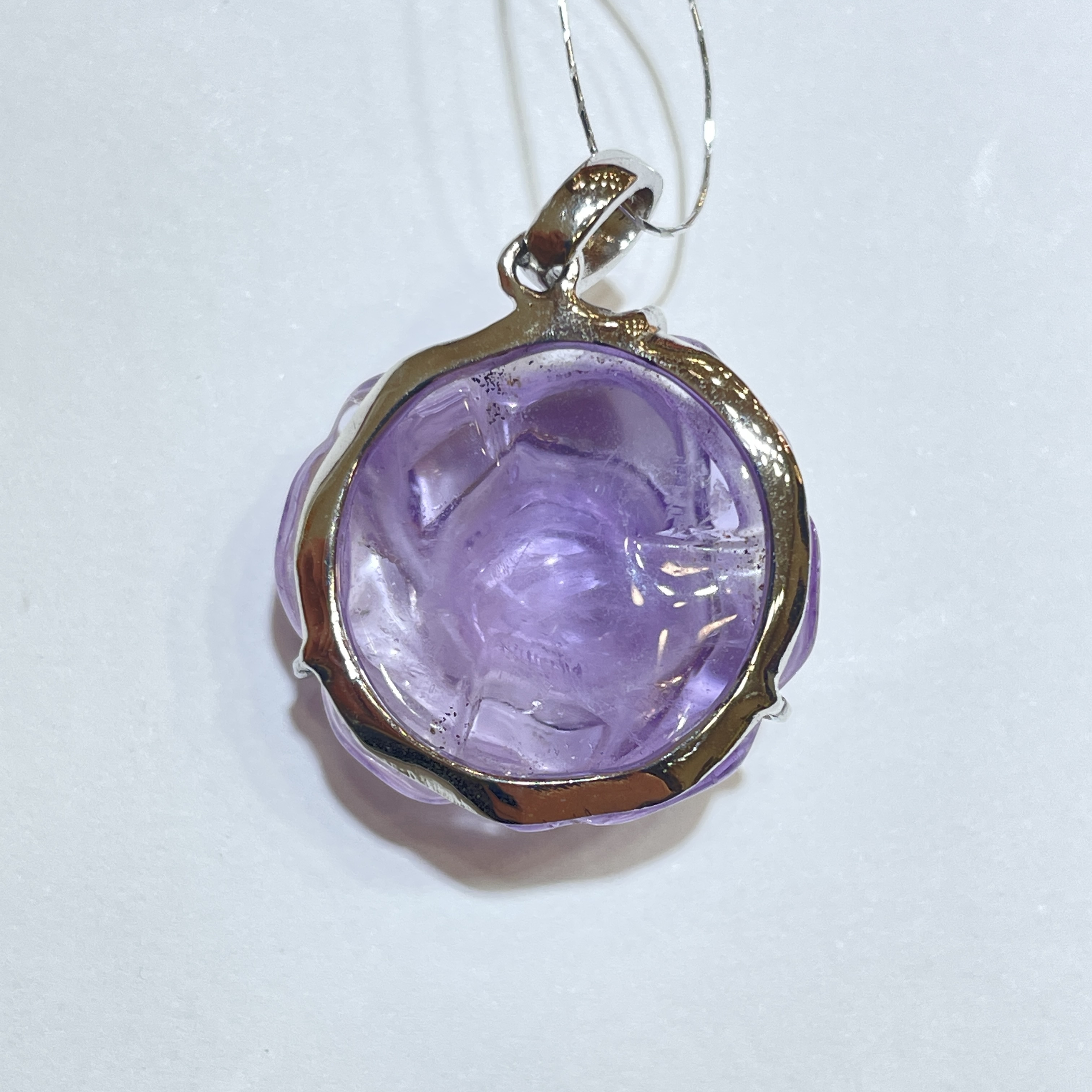 紫晶玫瑰花吊墜 23mm