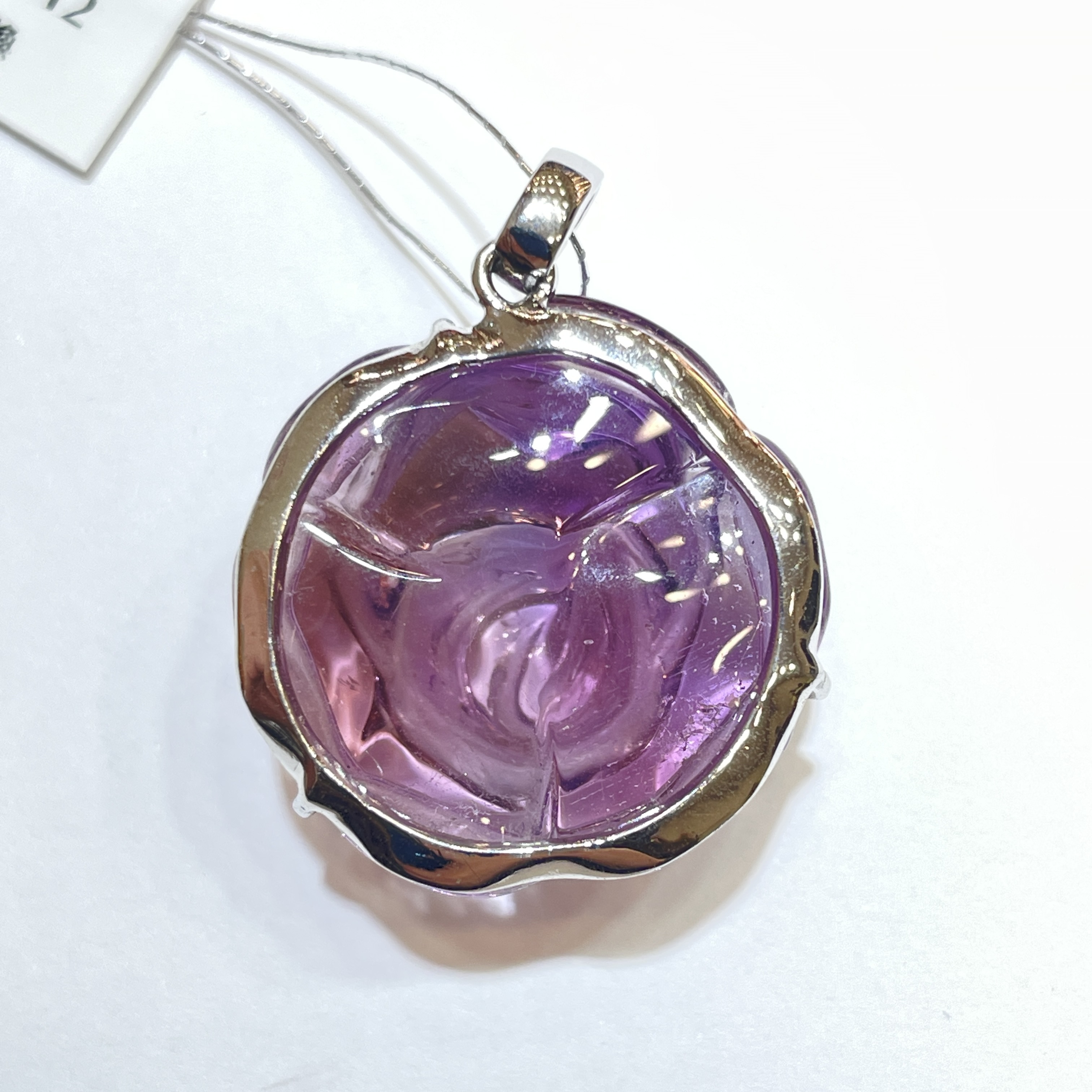 紫晶玫瑰花吊墜 24mm