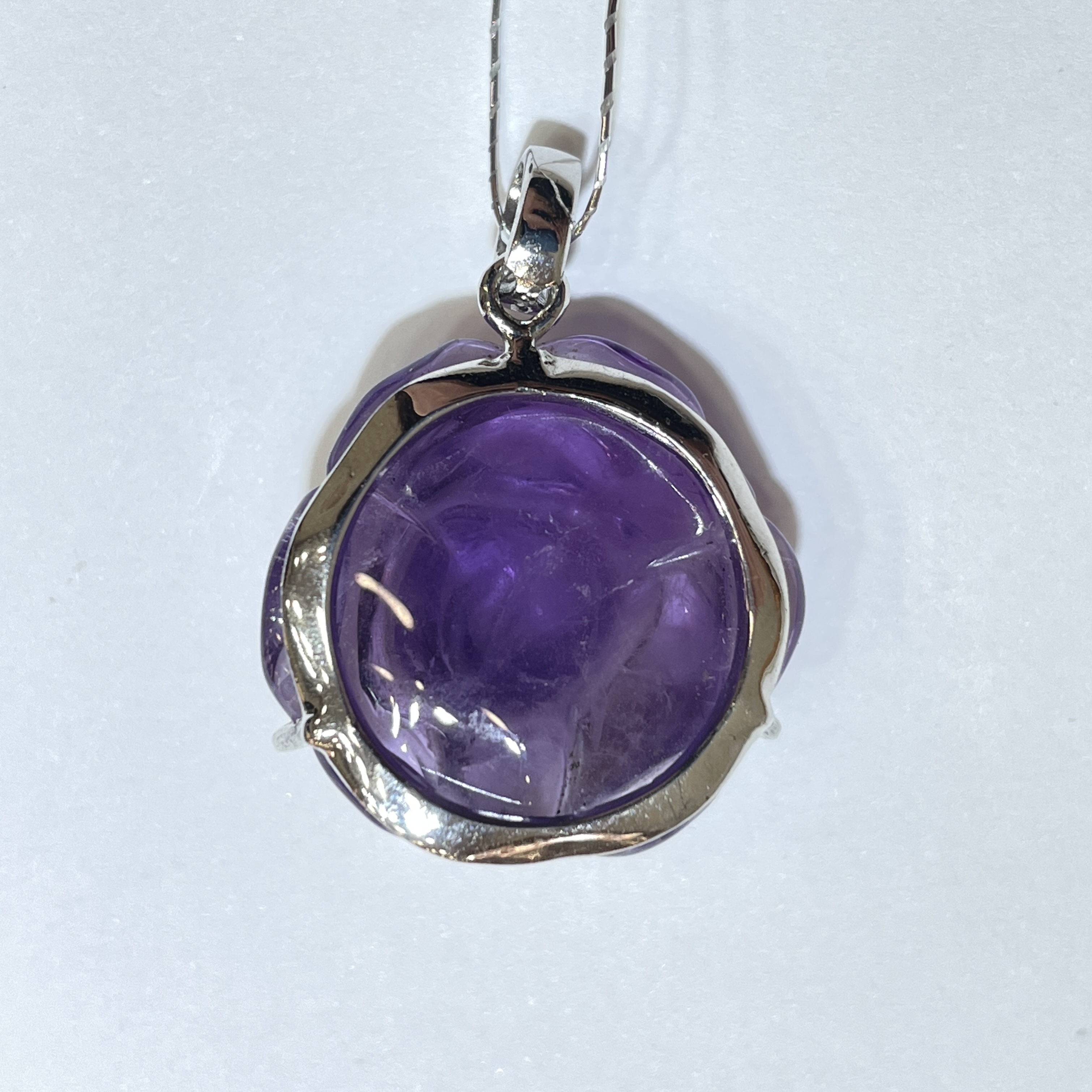 紫晶玫瑰花吊墜 21mm