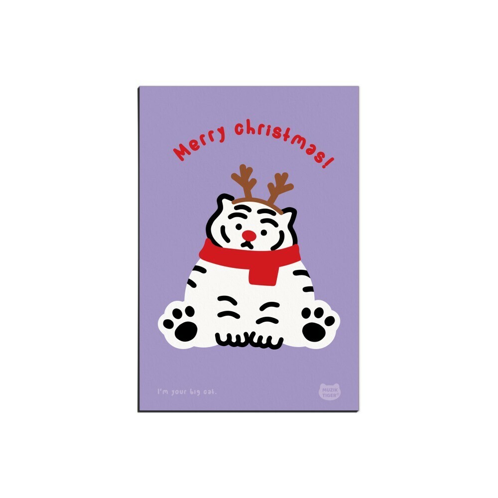 Muzik Tiger Christmas Postcard－Purple Tiger (Korean Stationery Brand)