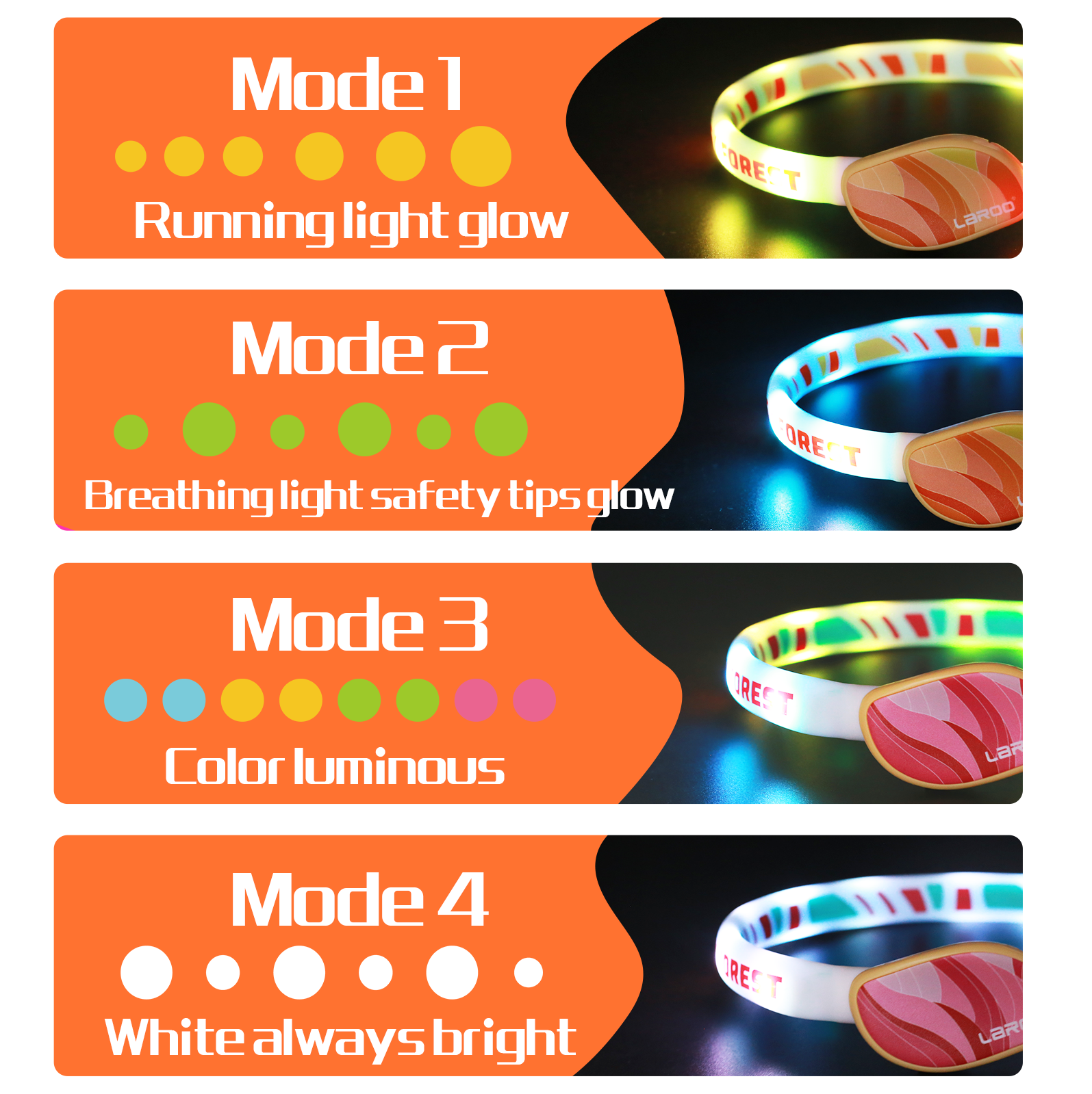 Laroo Forest Ring LED collar (Pink/Orange) 45cm
