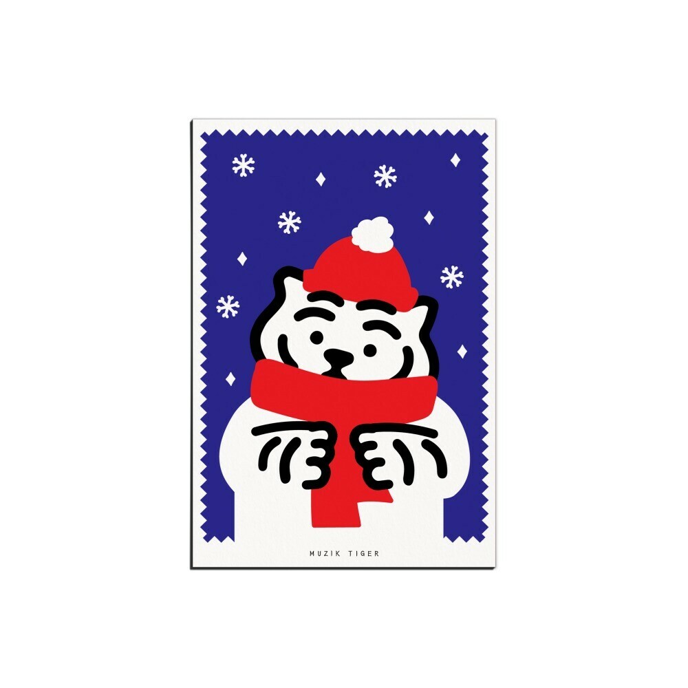Muzik Tiger Christmas Postcard－Winter Tiger (Korean Stationery Brand)