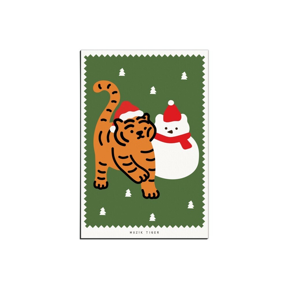 Muzik Tiger Christmas Postcard－Winter Friends Tiger (Korean Stationery Brand)