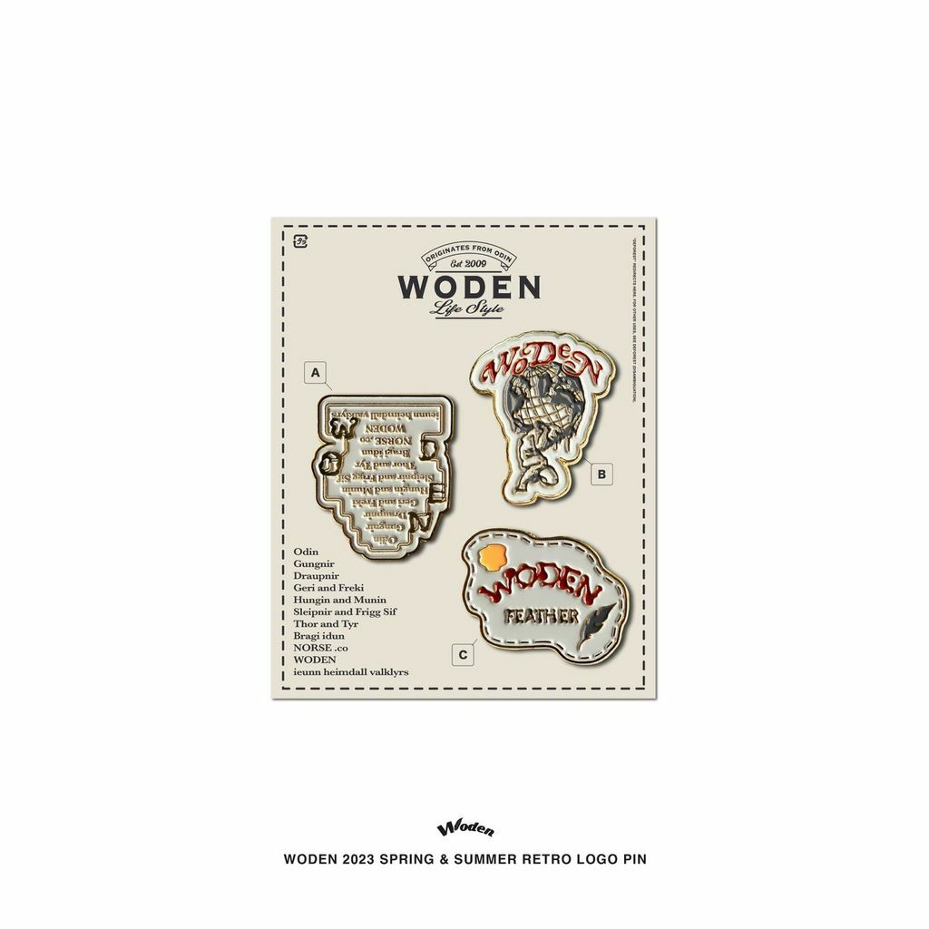 WODEN 2023 Spring & Summer Retro LOGO Pin 白色