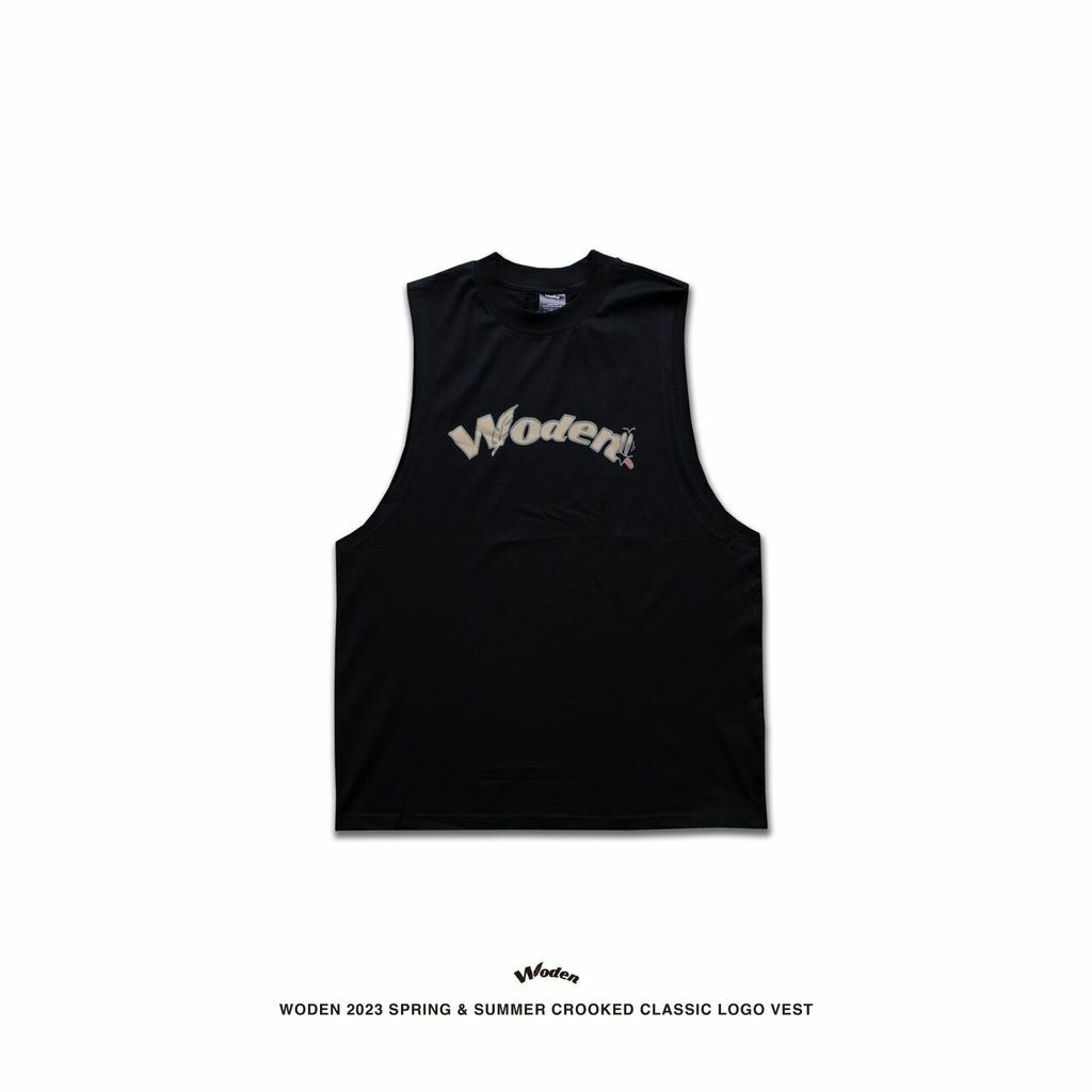 WODEN 2023 Spring & Summer Crooked Classic LOGO Vest 黑色