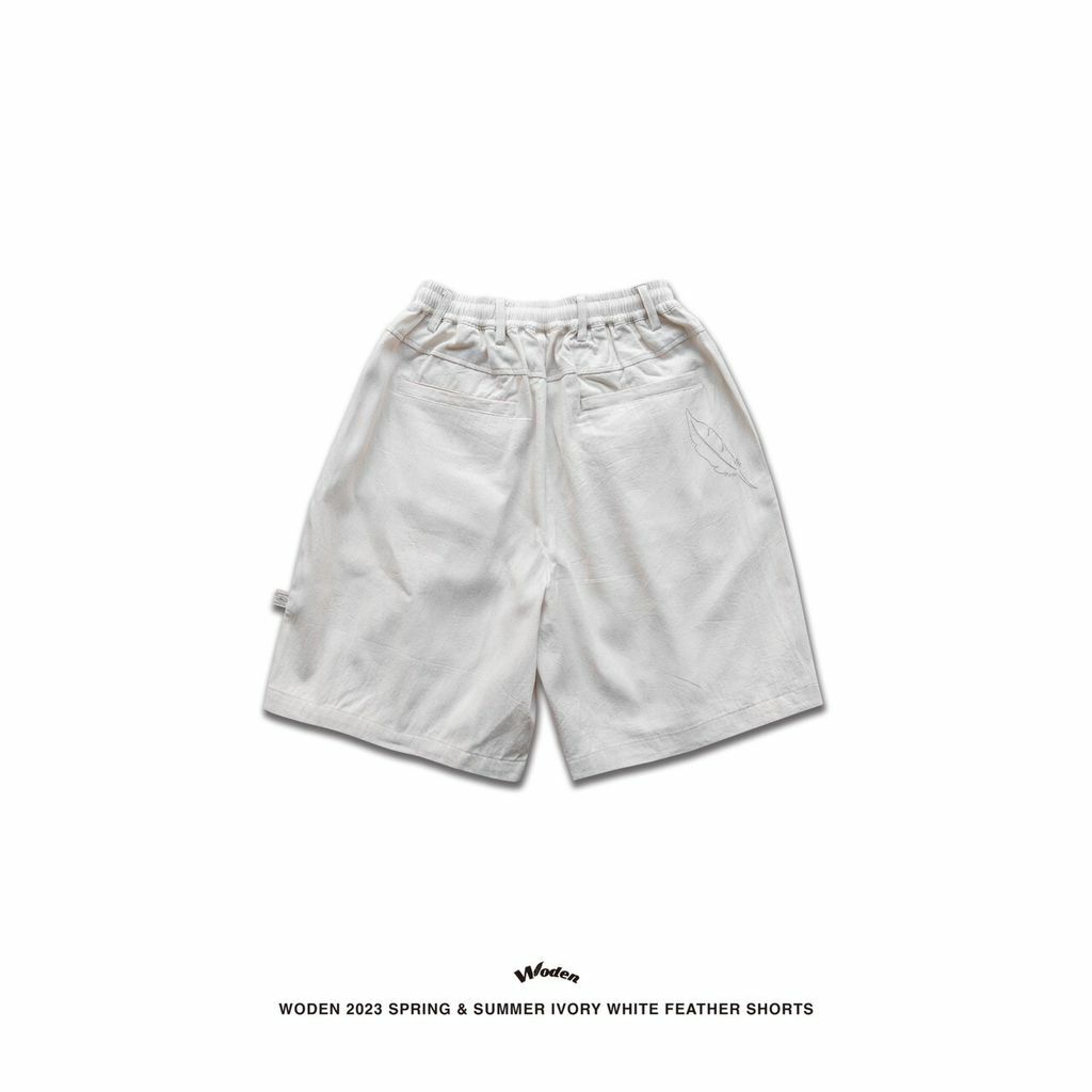 WODEN 2023 Spring & Summer Ivory white 054 Feather Shorts