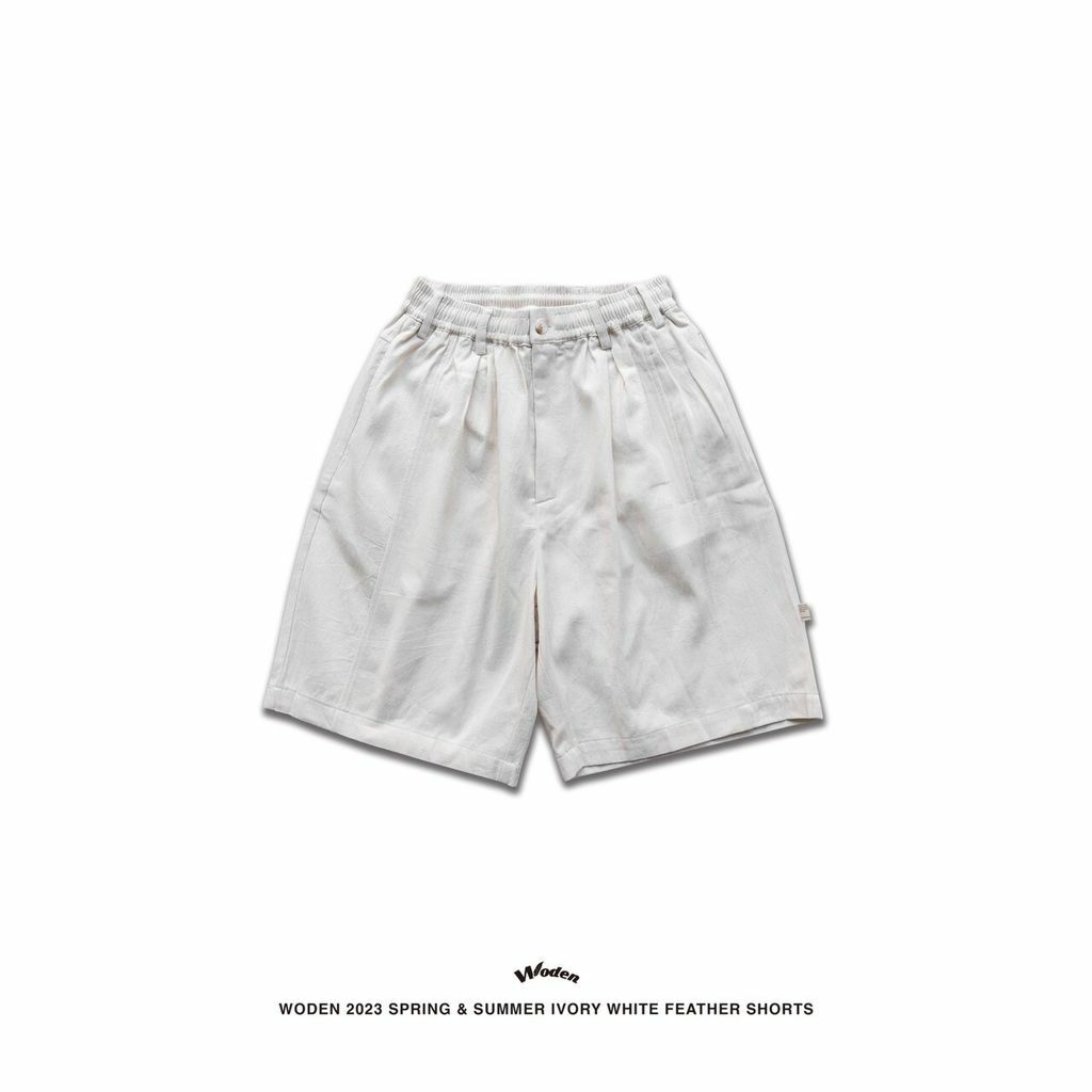WODEN 2023 Spring & Summer Ivory white 054 Feather Shorts