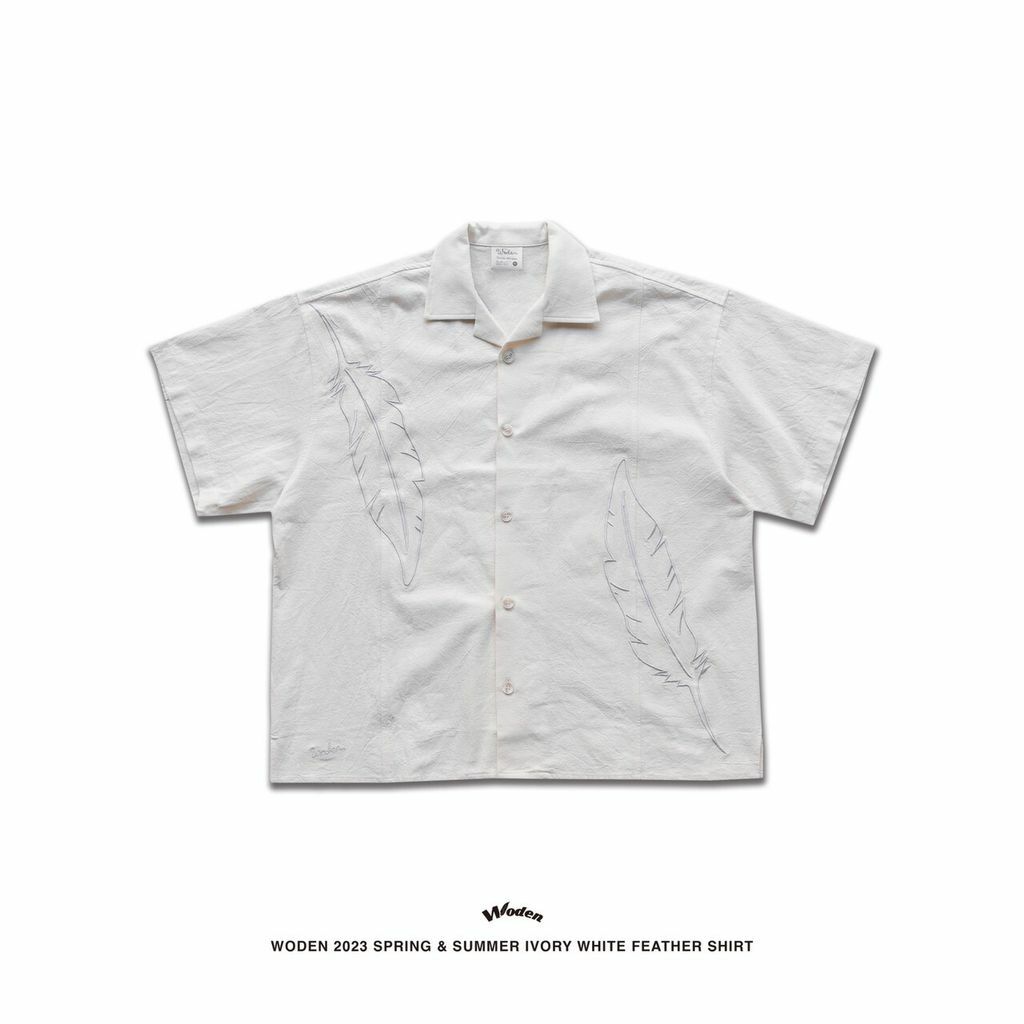 WODEN 2023 Spring & Summer 053 Ivory white Feather Shirt