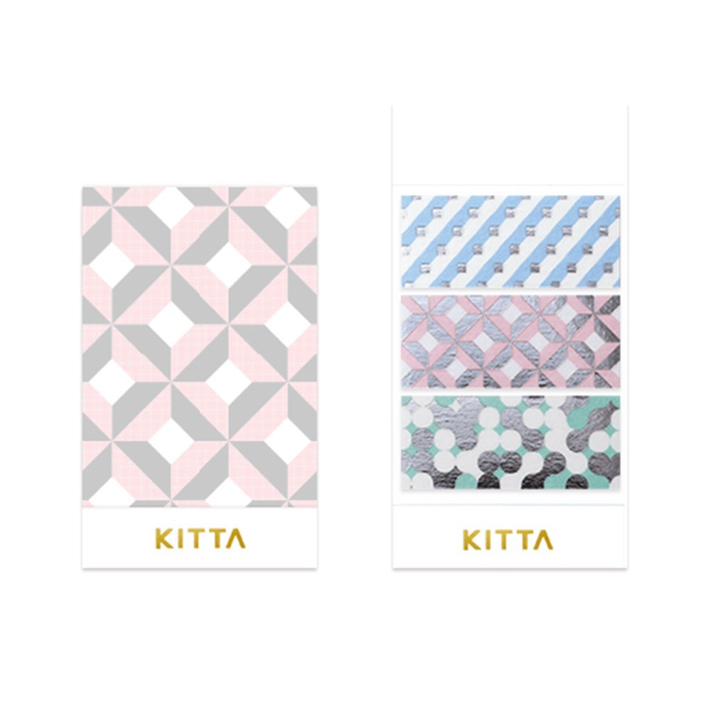 KITTA隨身攜帶和紙膠帶 Wide 銀箔 幾何(KITW003)