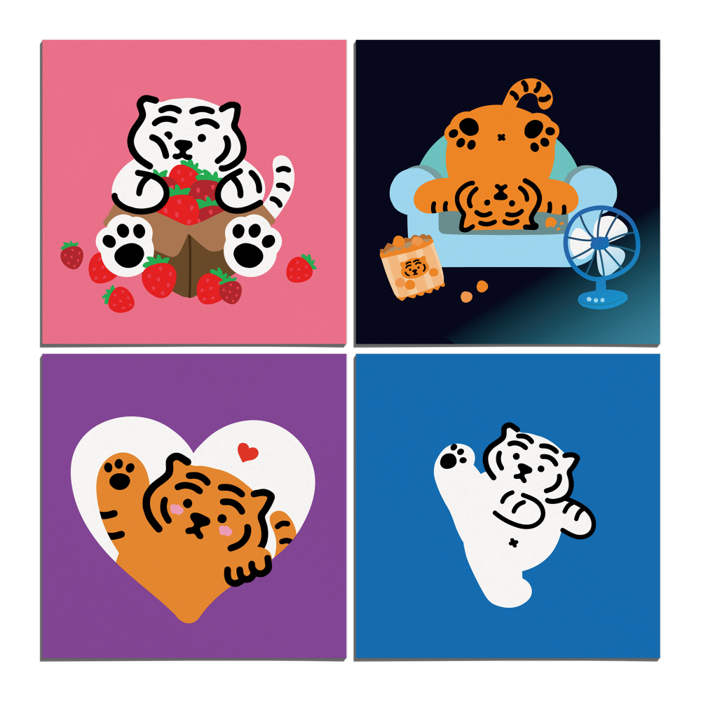 Muzik Tiger Postcard－Min Square Card Series (Korean Stationery Brand)