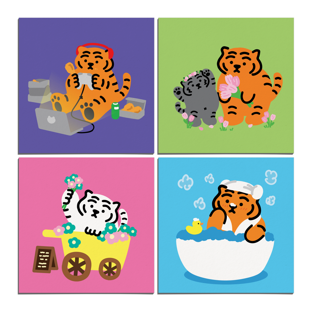 Muzik Tiger Postcard－Min Square Card Series (Korean Stationery Brand)
