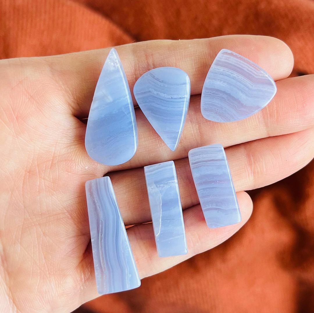 [原石] 藍紋瑪瑙 水晶墜面