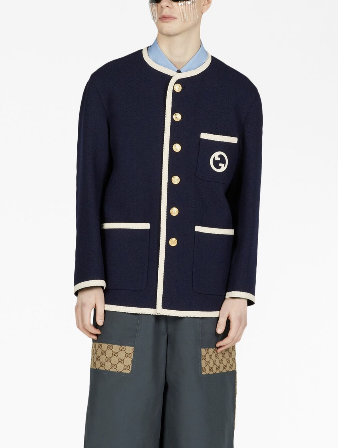 GUCCI★素敵！Two-tone embroidered pique jacket GUCCI Embroidered two-tone piqué track jacket | THE OUTNET