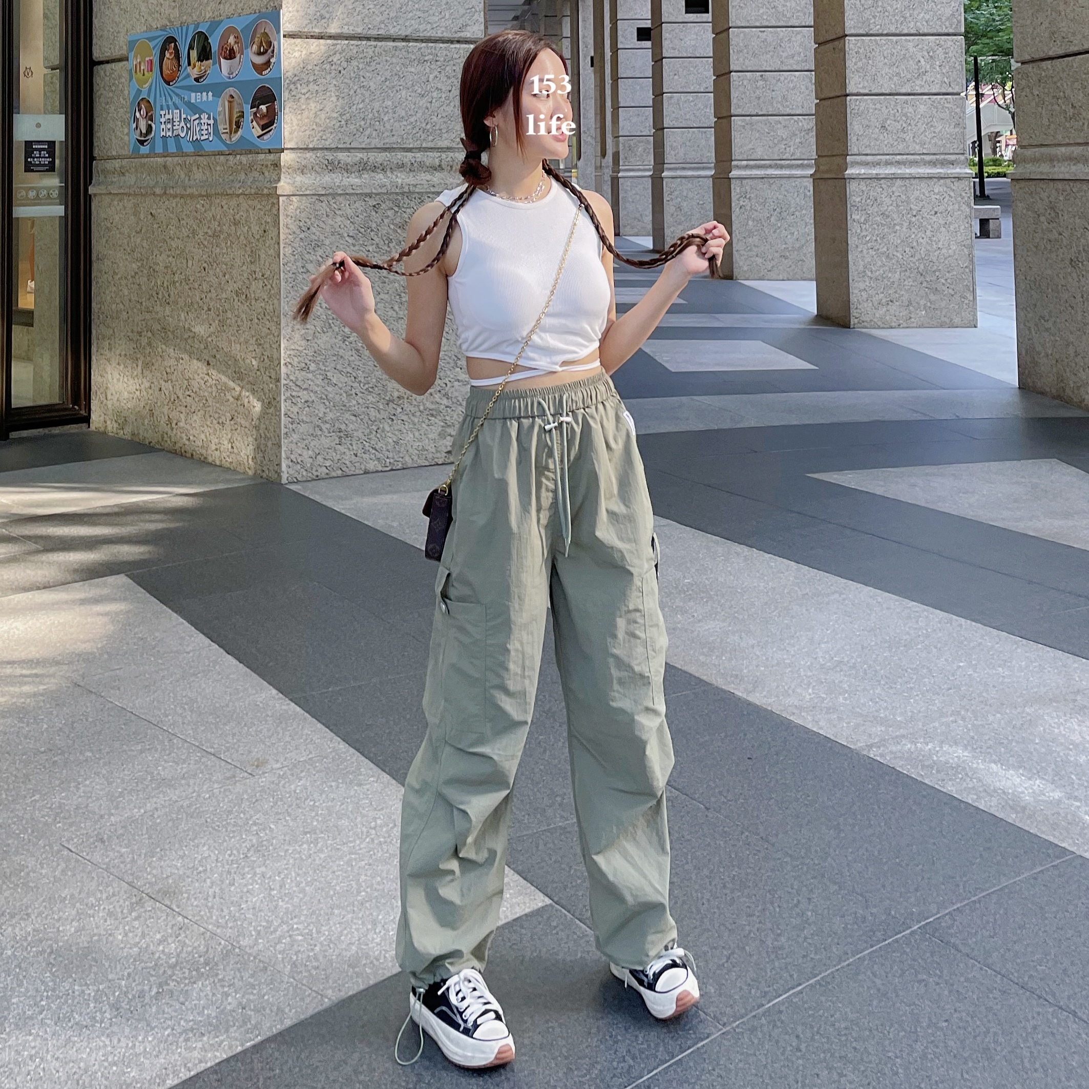 |現＋預|小個子輕量抽繩寬鬆束口工裝褲 XS-2XL (3色)