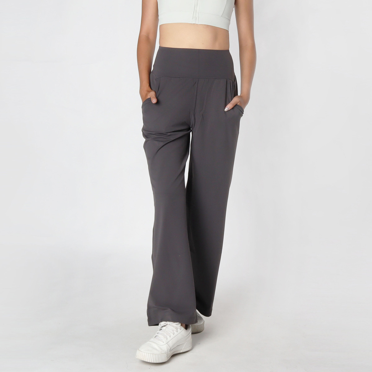 高腰冰絲寬鬆垂墜休閒瑜珈/運動/機能褲