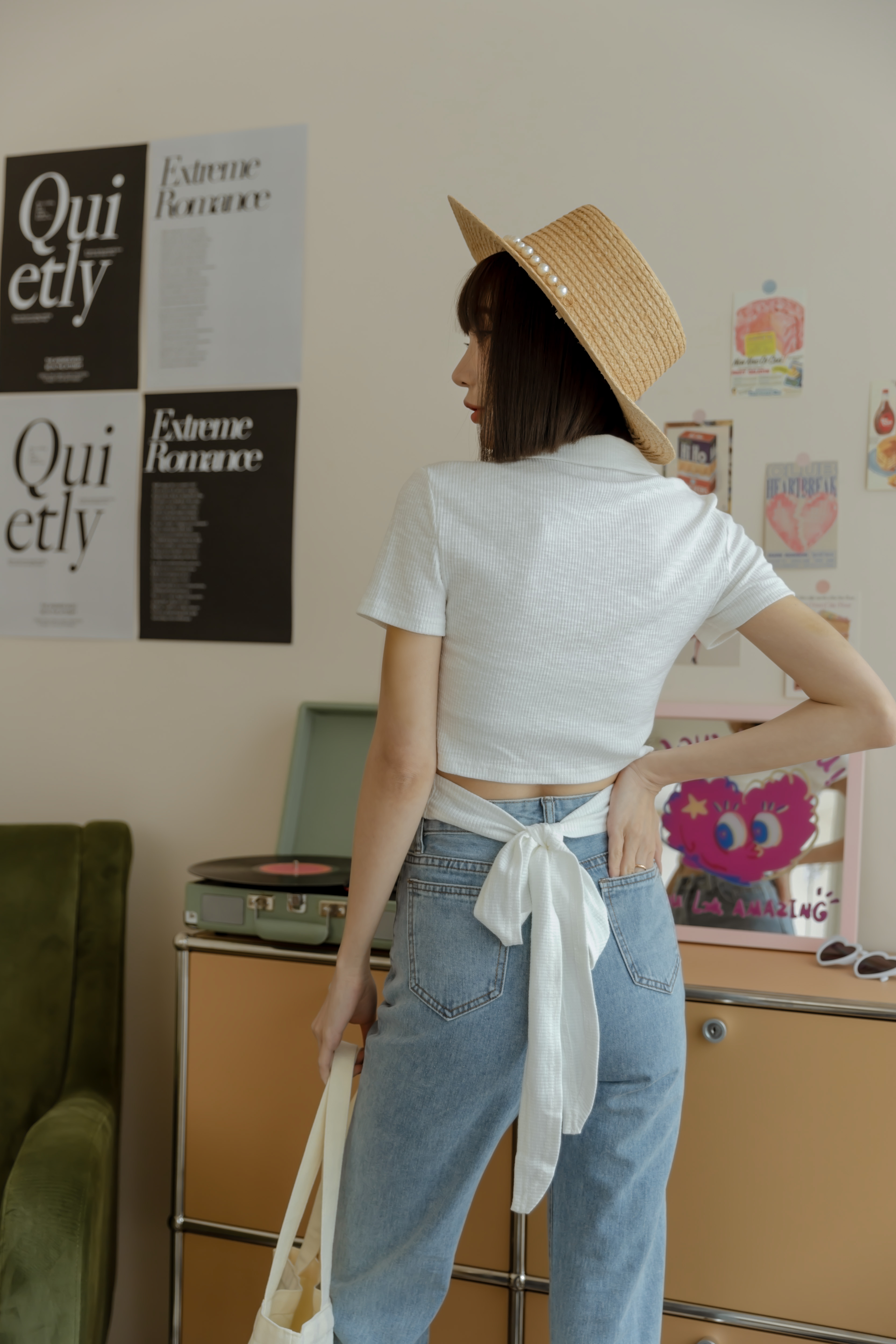 交叉綁帶POLO領上衣