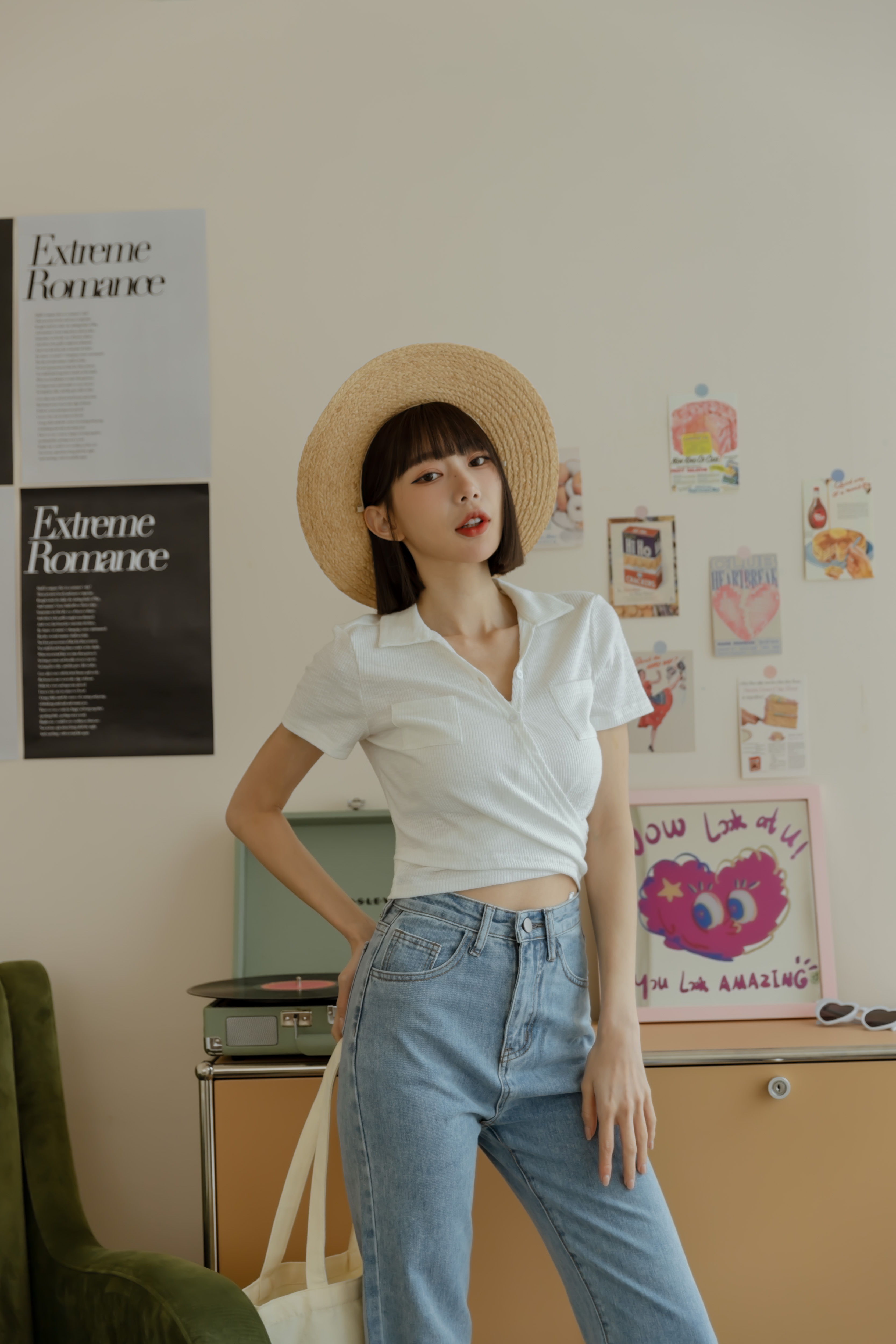 交叉綁帶POLO領上衣