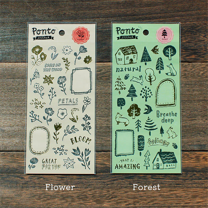 花朵 仿蓋印章系列 啞光pet貼紙 ｜日本Mind Wave