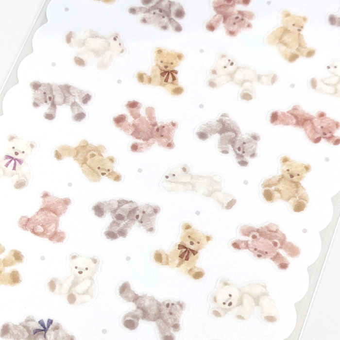 熊 絨毛娃娃系列 迷你描圖紙貼紙 ｜日本Mind Wave