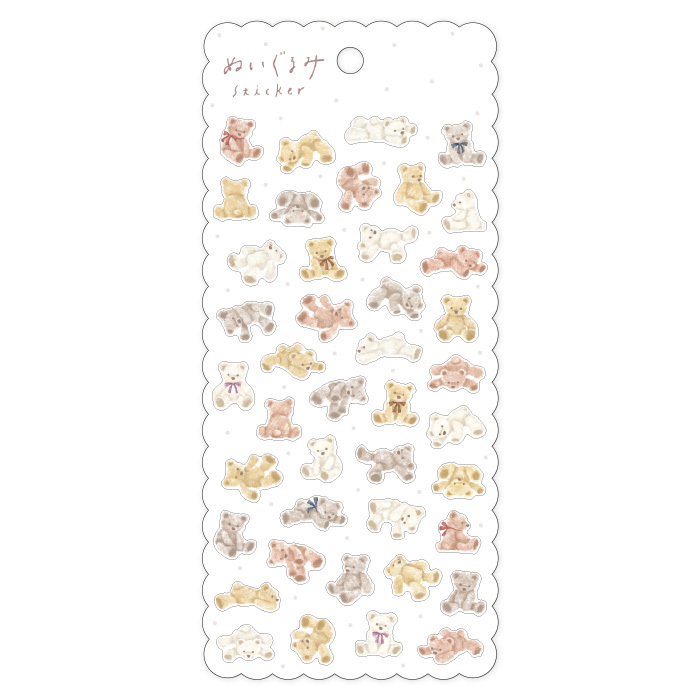 熊 絨毛娃娃系列 迷你描圖紙貼紙 ｜日本Mind Wave