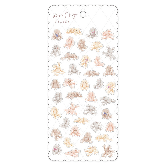 兔子 絨毛娃娃系列 迷你描圖紙貼紙 ｜日本Mind Wave