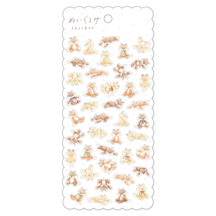 狐狸 絨毛娃娃系列 迷你描圖紙貼紙 ｜日本Mind Wave