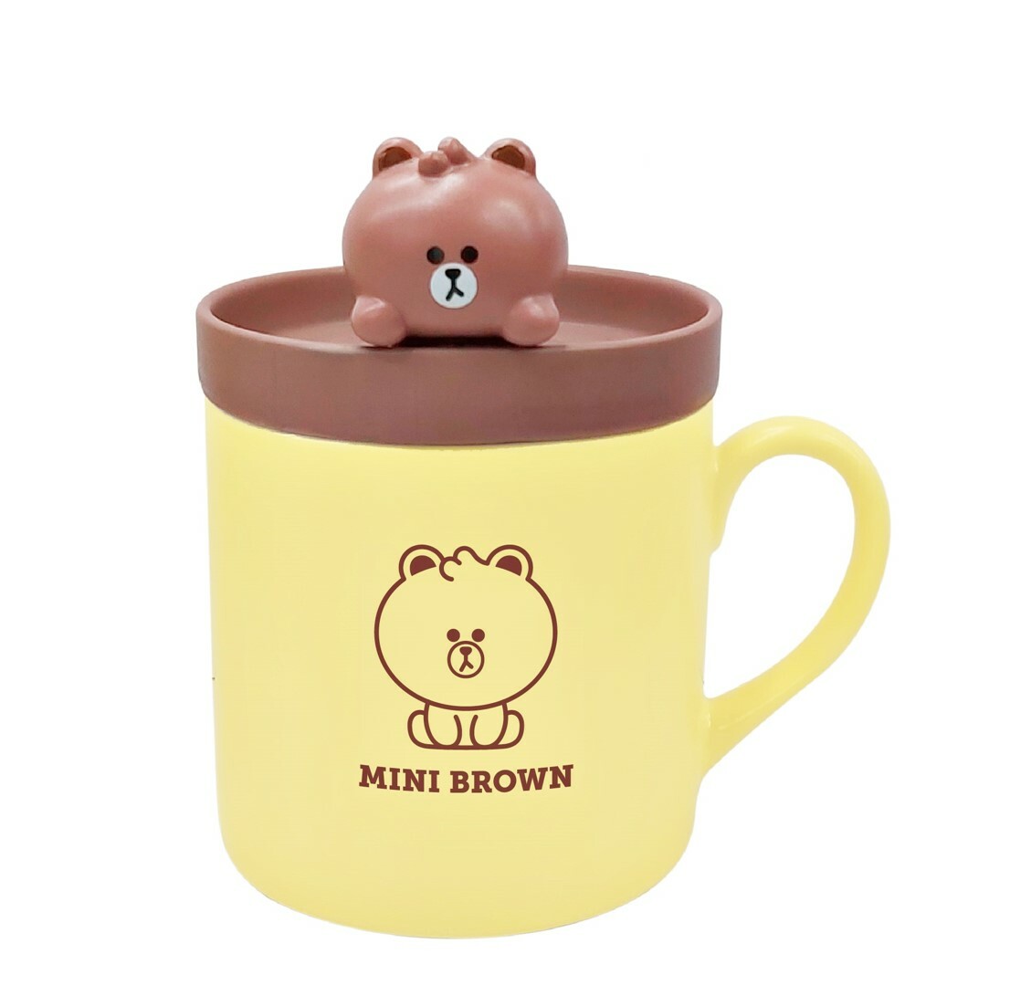 LINE FRIENDS - 陶瓷杯連3D杯蓋(BROWN)