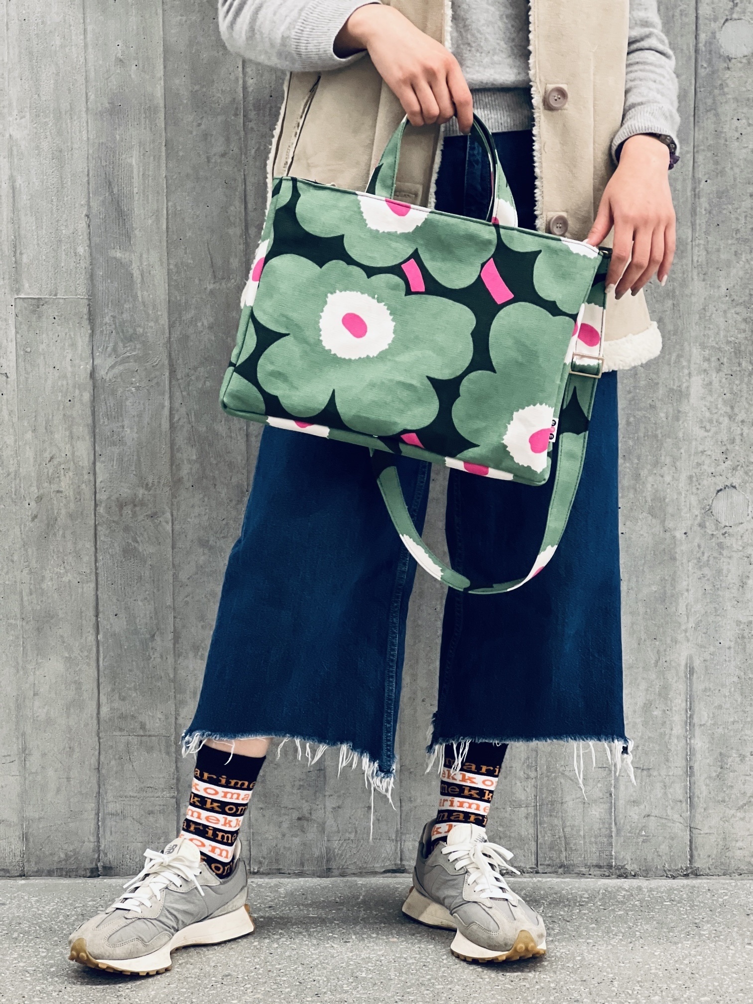 Notebook Case | Marimekko Canvas fabric | Green x 桃紅芯 Unikko 中花