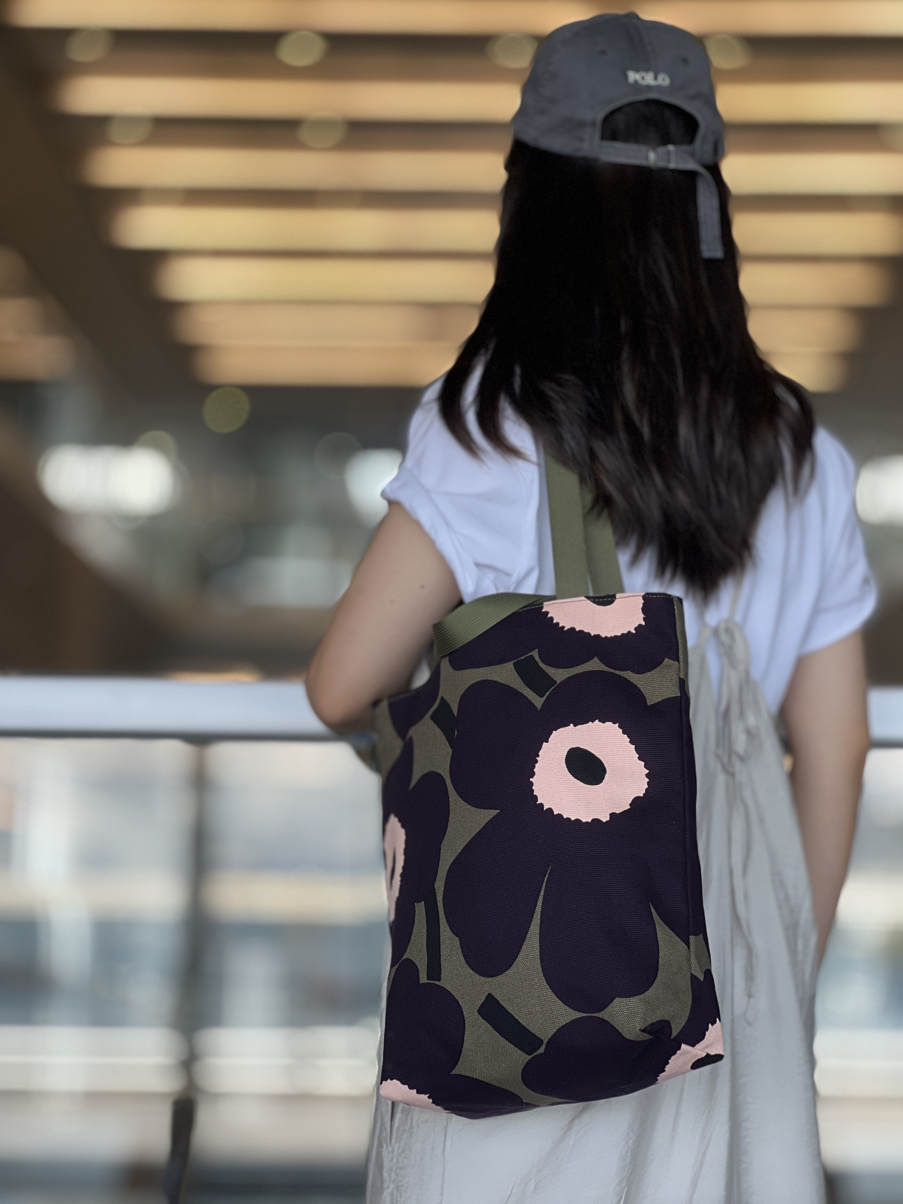 Two way tote | Marimekko canvas fabric | Limited Army Green x Dark Purple