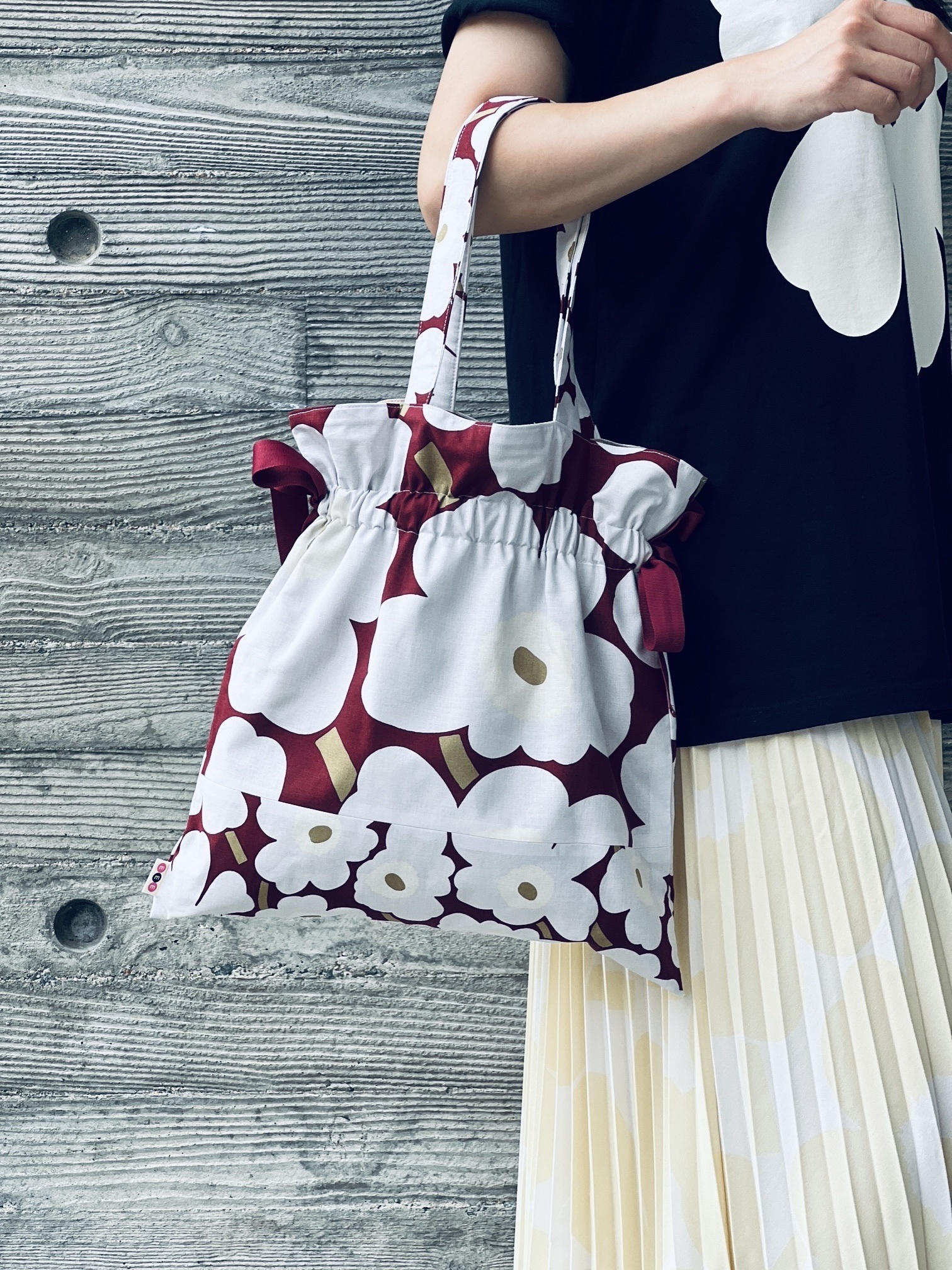 索帶Tote | Marimekko  fabric | 薰衣草色中花 x 薰衣草細花