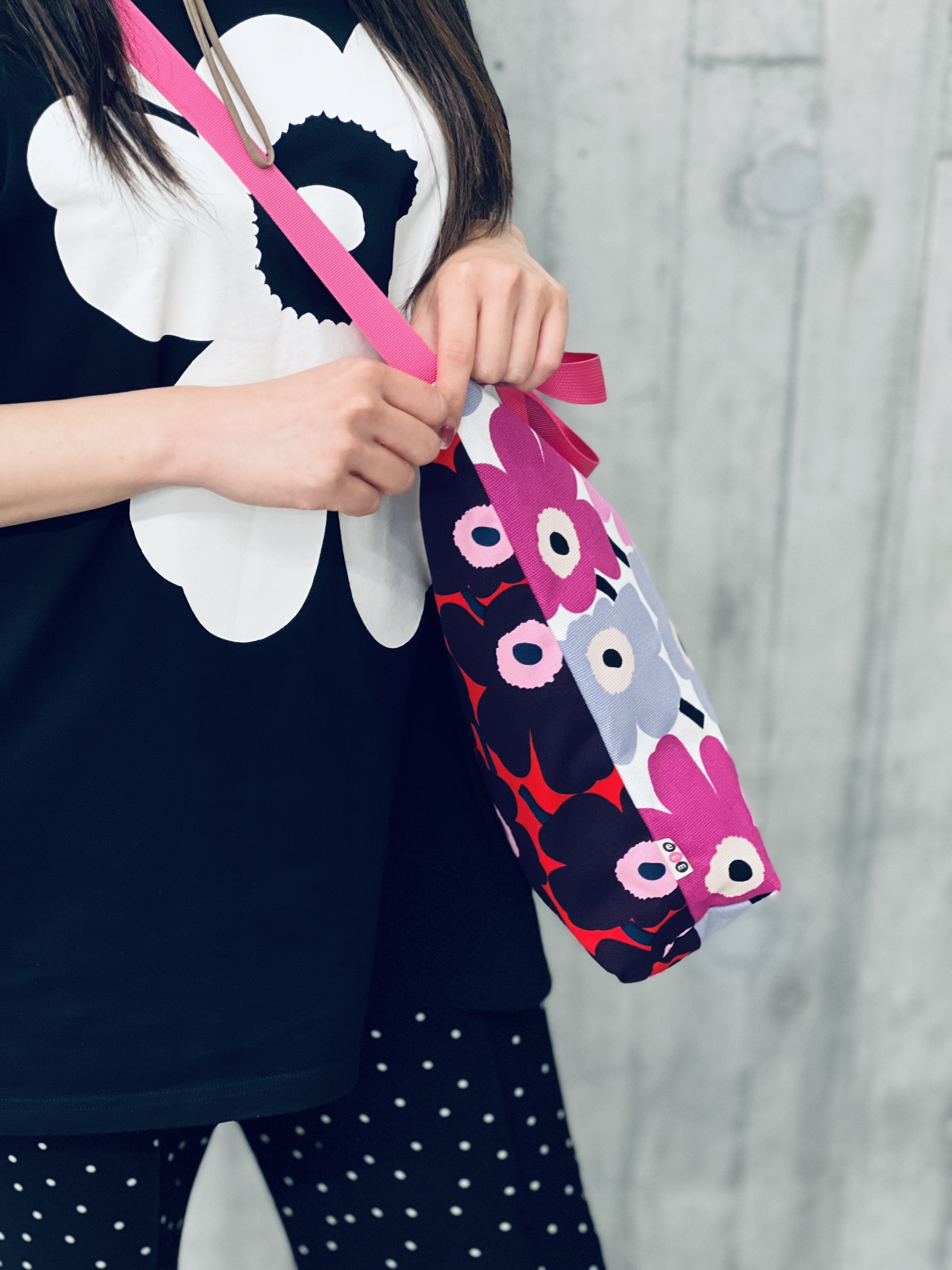 3 way easy tote | Marimekko limited canvas fabric | purple red x pink purple 細花