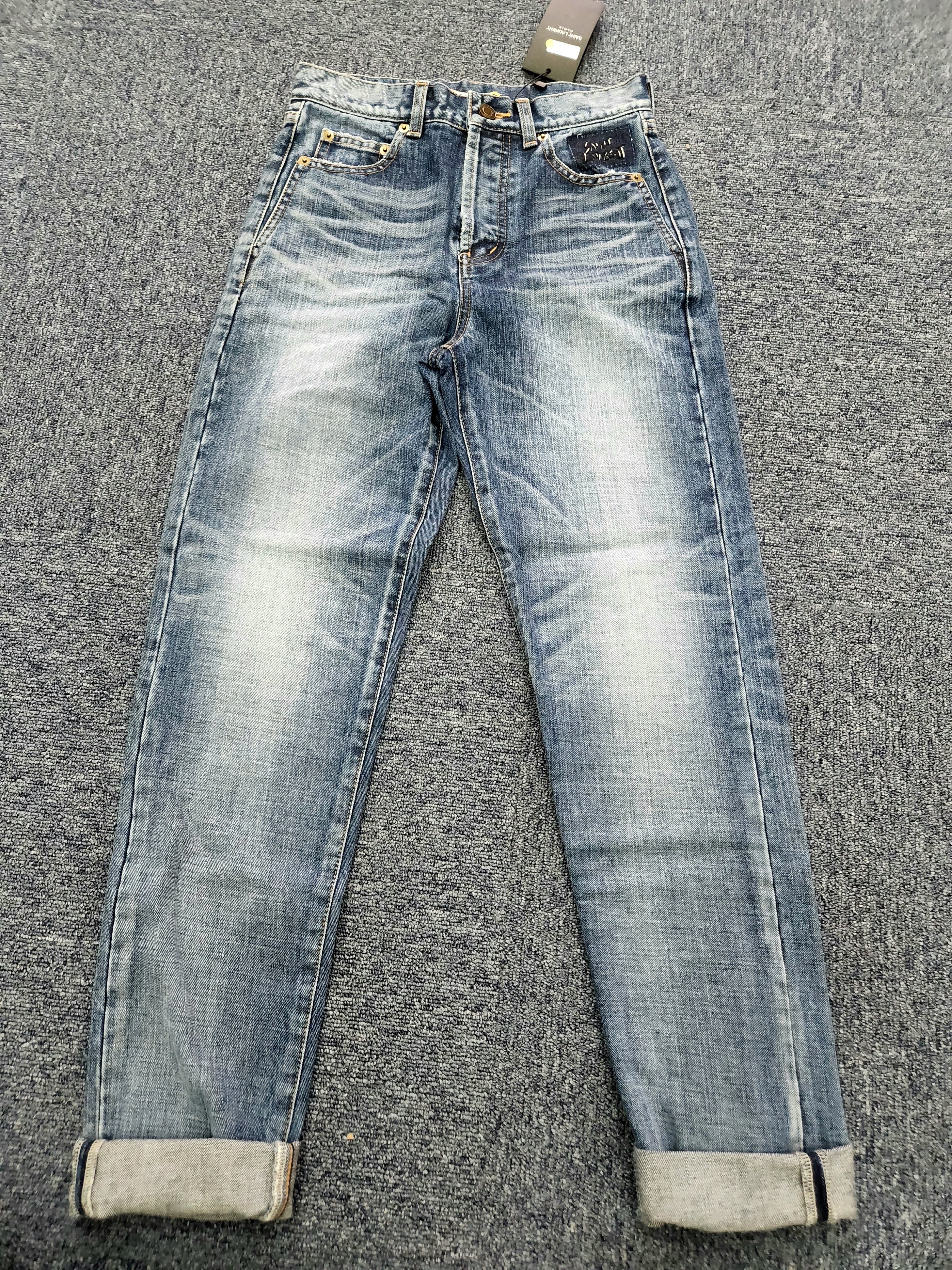 YSL 刺繡袋邊牛仔褲 480677 Y896M -T.